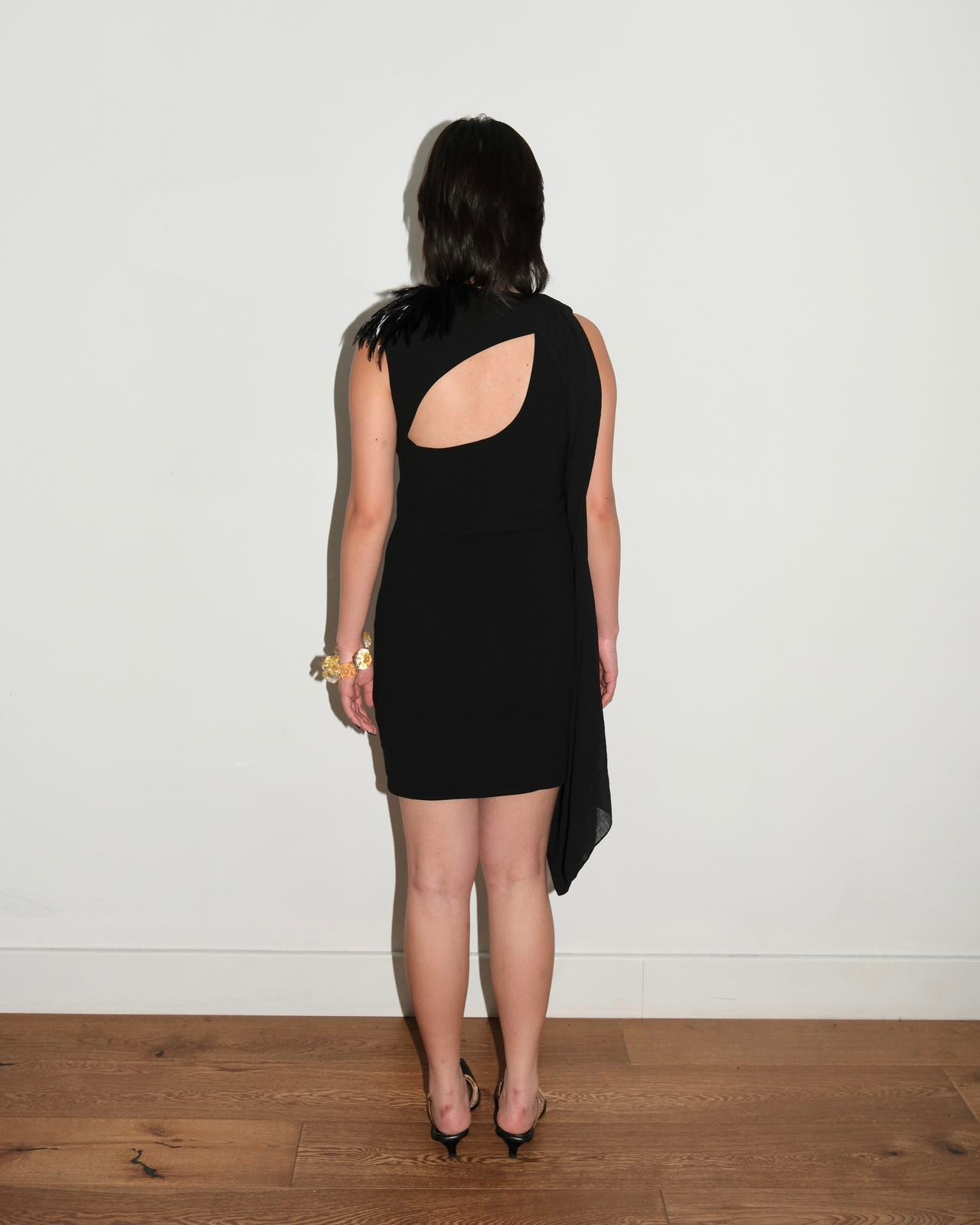 Helmut Lang Asymmetric Feather Dress