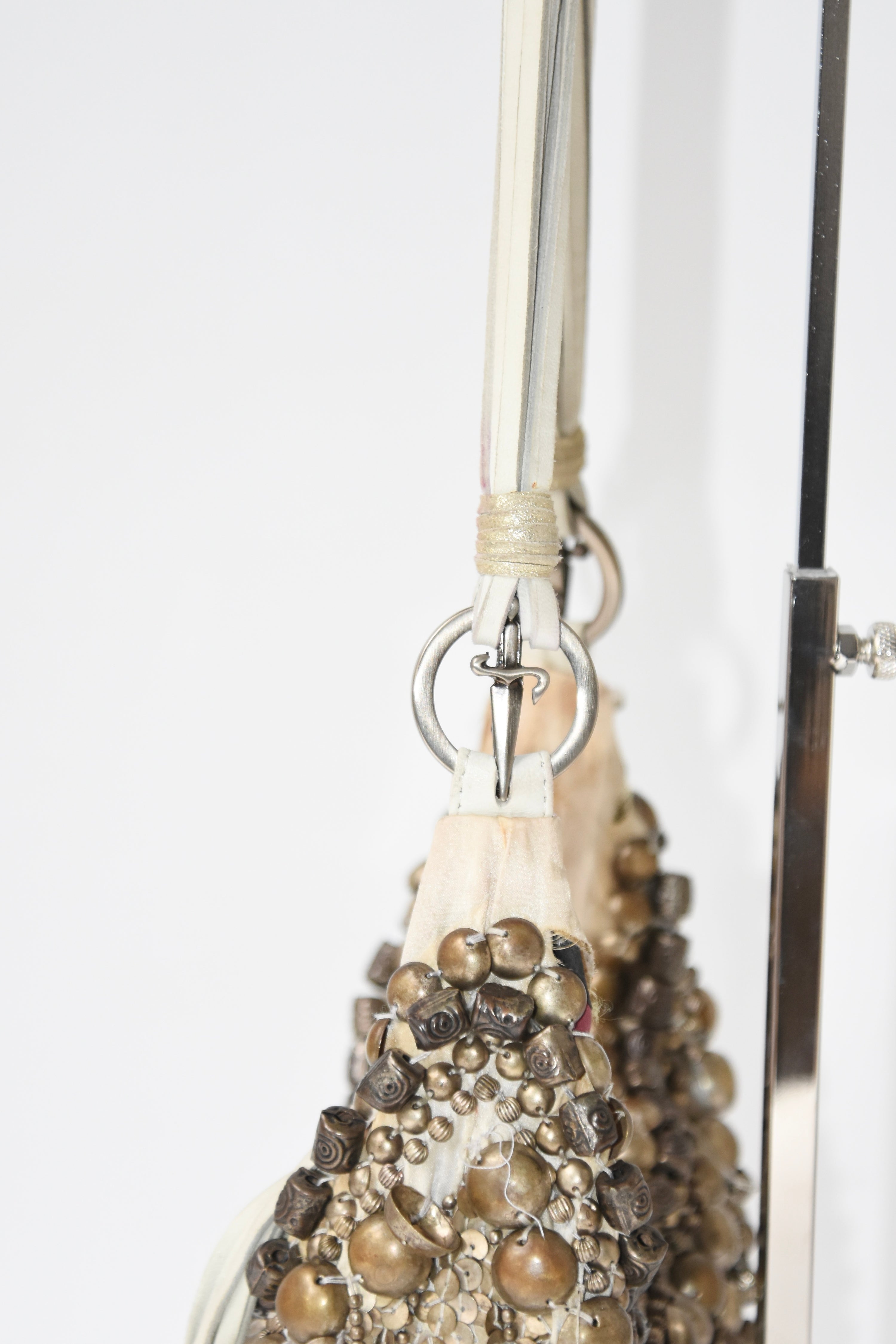 Cesare Paciotti Rare Heavy Metal Beaded Shoulder Bag