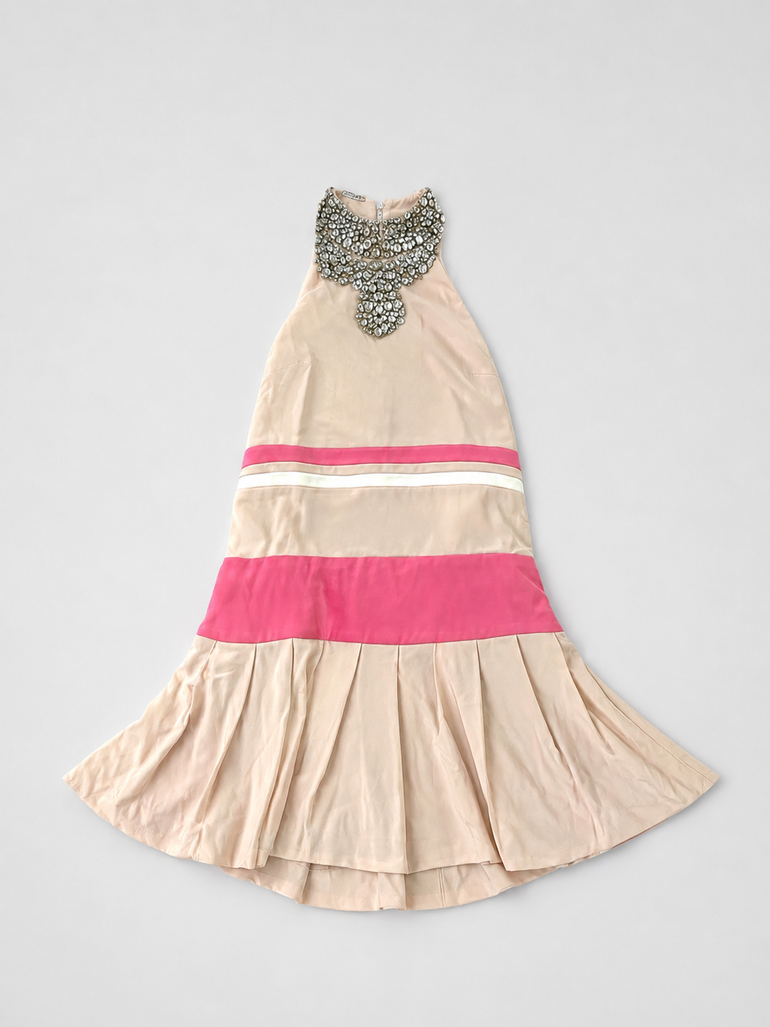 Miu Miu Runway Crystal Neck Halter Dress Pink Nude Mini Dress Rare Archive 38