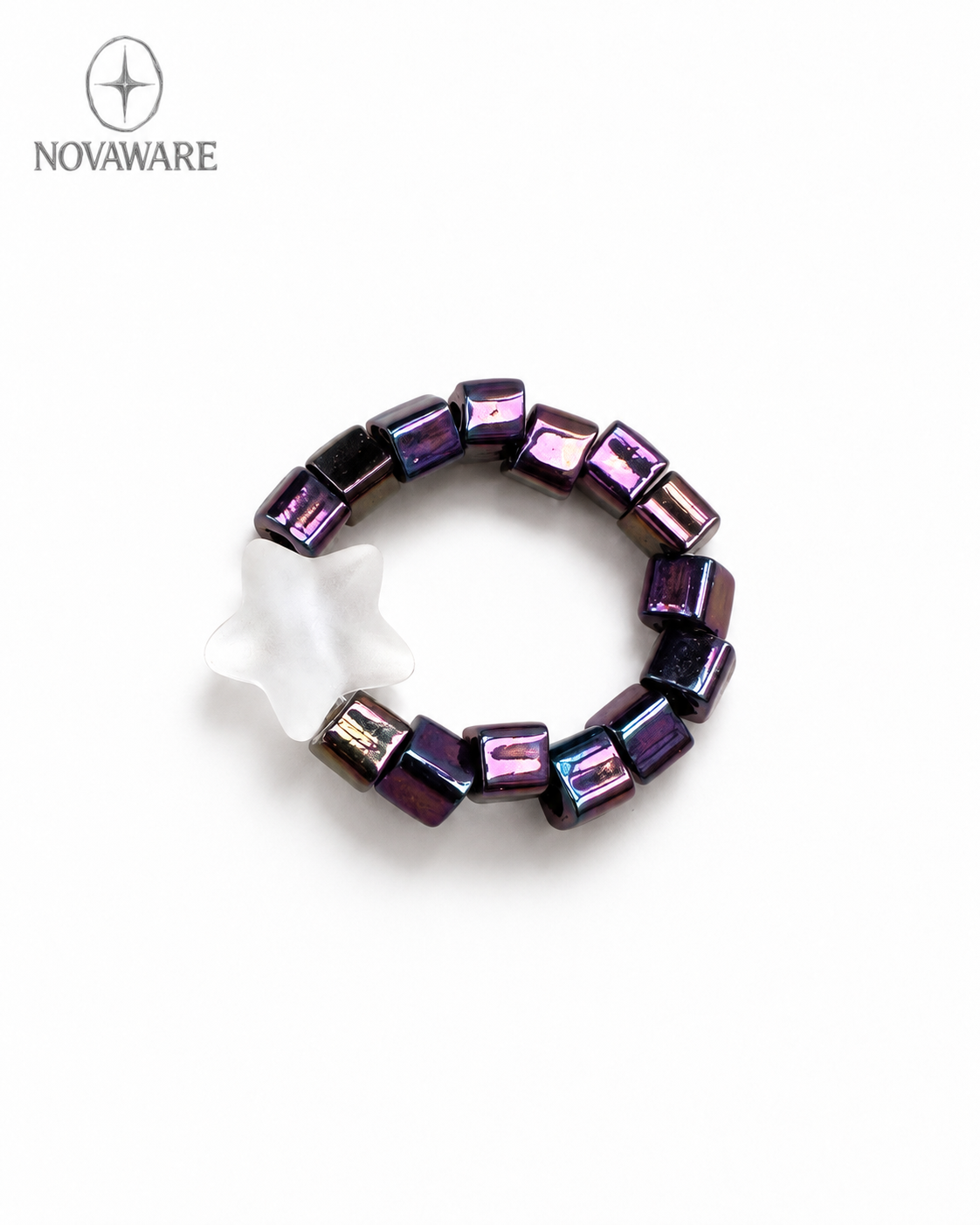 LUMI — Frosted Star Cube Beaded Ring