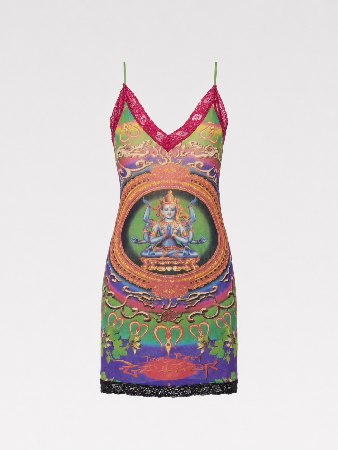 Jean Paul Gaultier Mesh Deity Print Dress