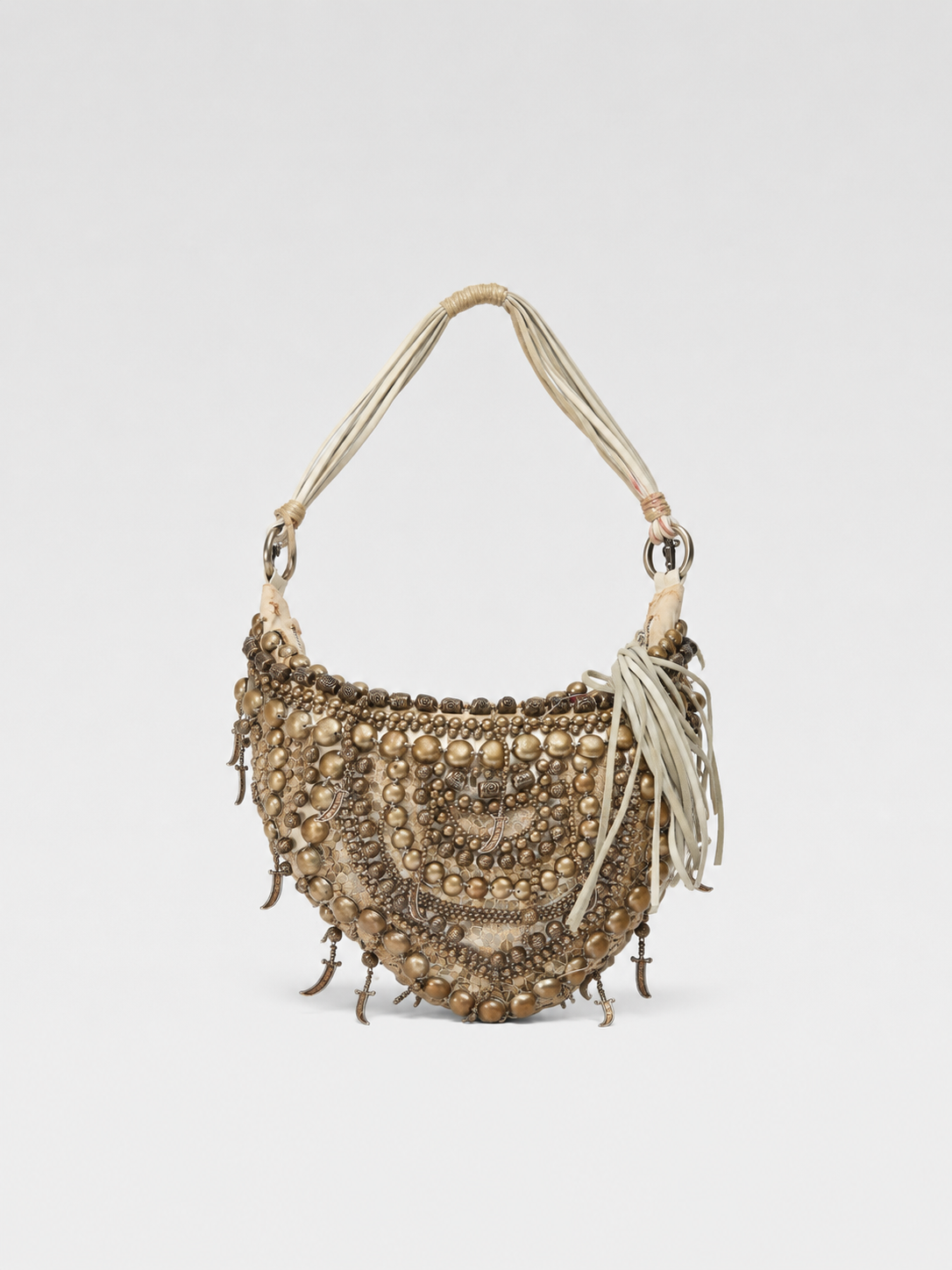Cesare Paciotti Rare Heavy Metal Beaded Shoulder Bag
