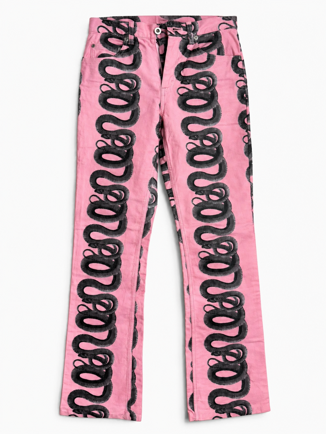 Hysteric Glamour Vintage Pink Snake Print Denim Jeans