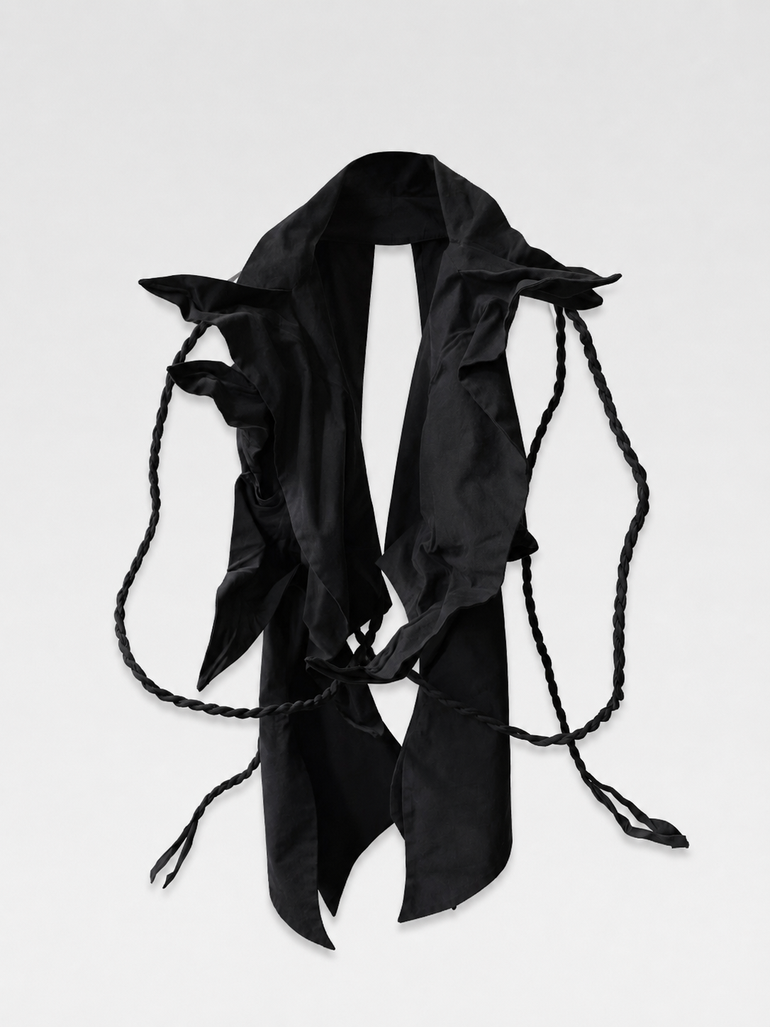 Yohji Yamamoto Origami-Collar Vest with Twisted Cord Belt