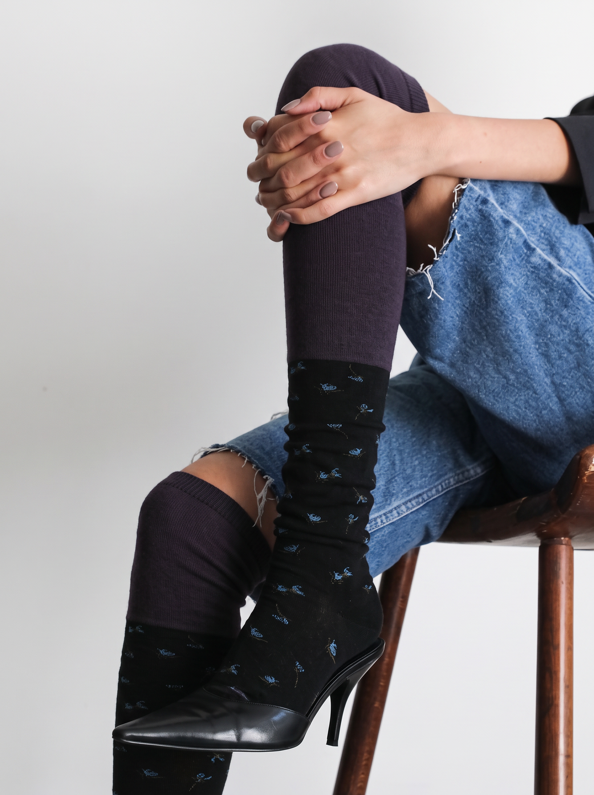 Renaissance Vintage-Style Over-the-Knee Socks 4-Pair Set – Knit Pattern Autumn Winter Socks | 4-Piece