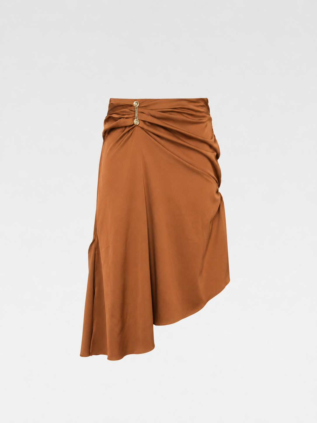 Versace Silk Draped Medusa Pin Skirt