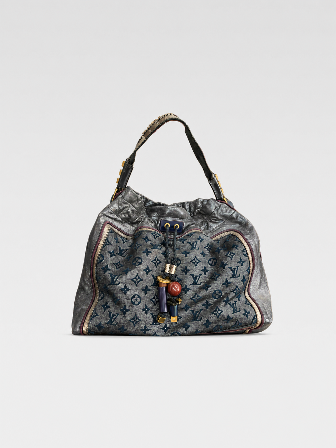 Louis Vuitton Runway Limited Metallic Monogram Bucket Bag – Rare Purple Trim Leather & Canvas Tote (Collector Piece)