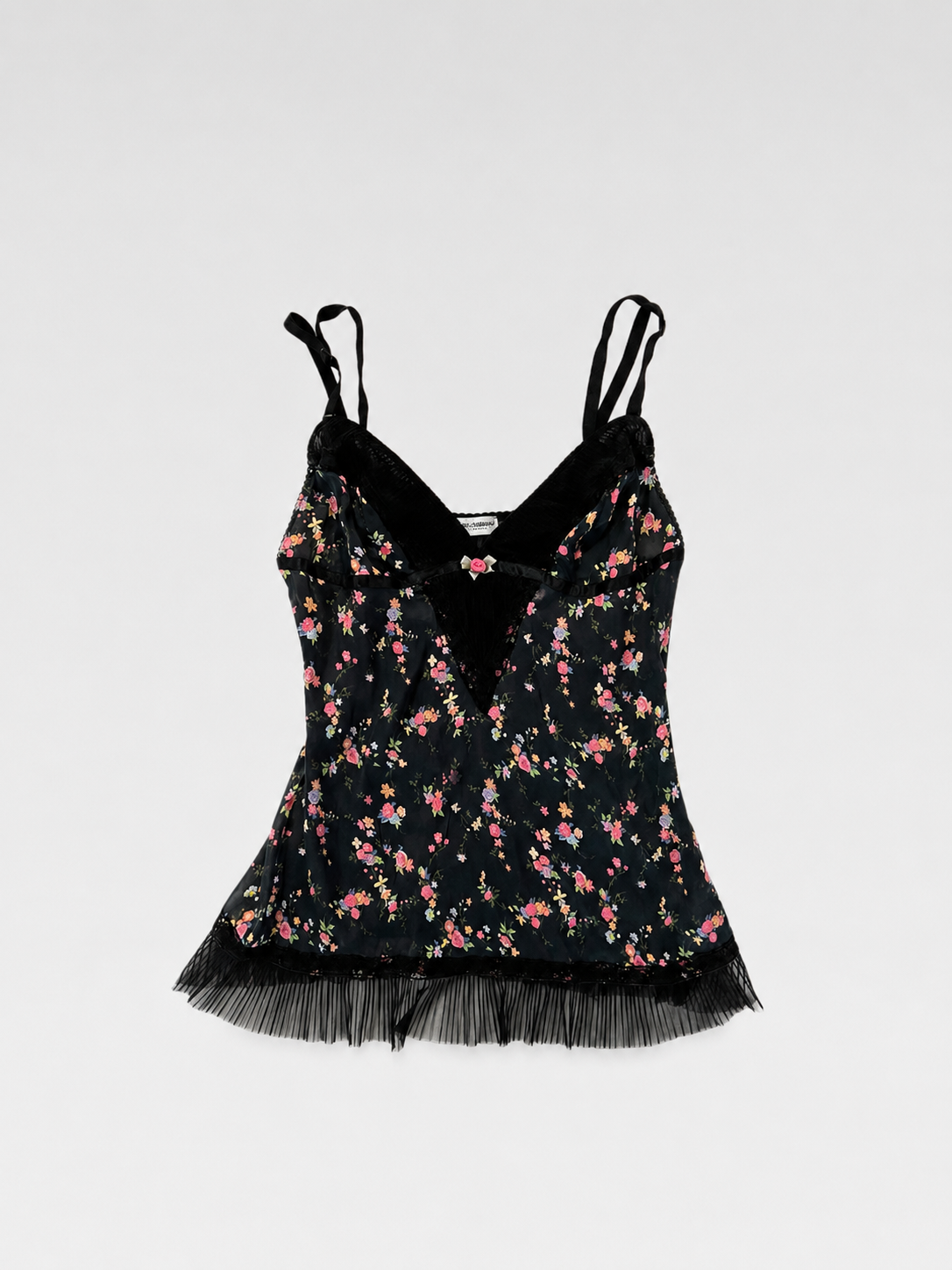 Dolce & Gabbana Vintage Floral Silk Lace Camisole Black Lingerie Top IT42