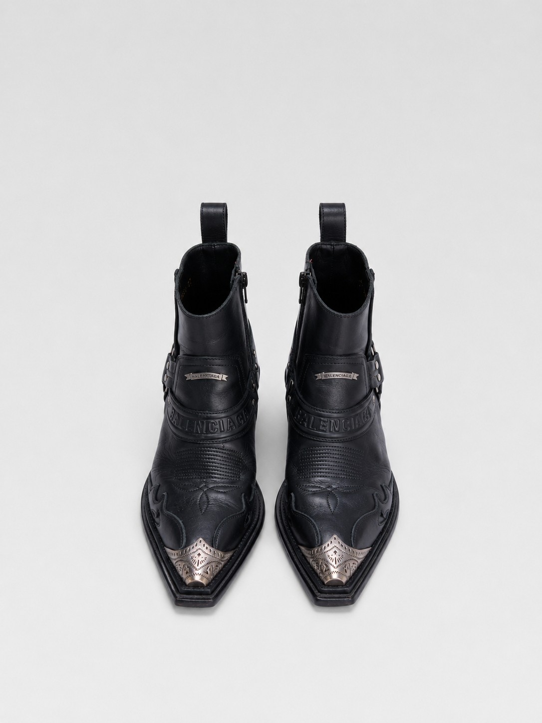 Balenciaga Metal-Toe Western Leather Boots