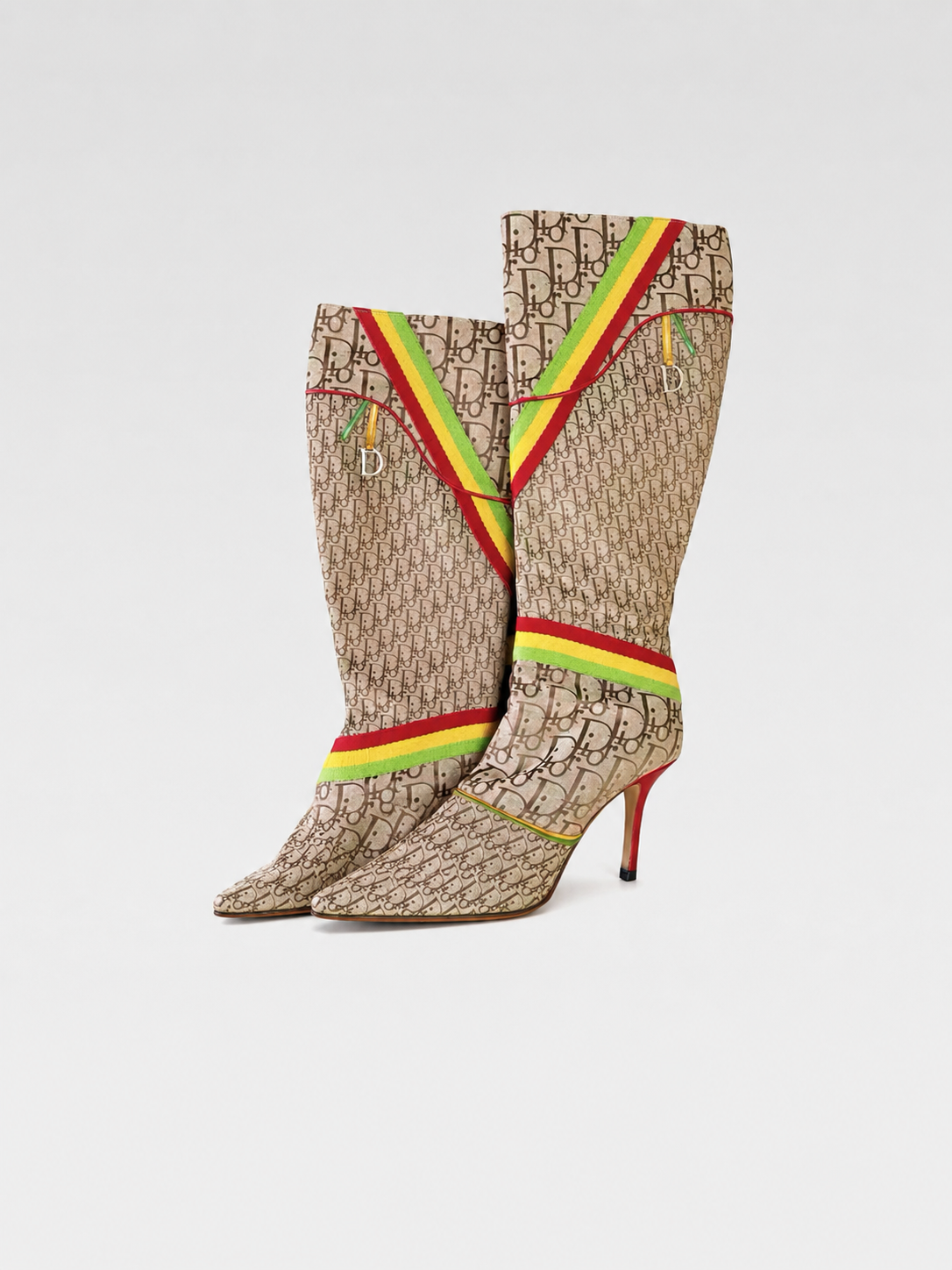 Christian Dior by John Galliano Rasta Monogram Knee-High Boots – Rare Y2K Archive Heels