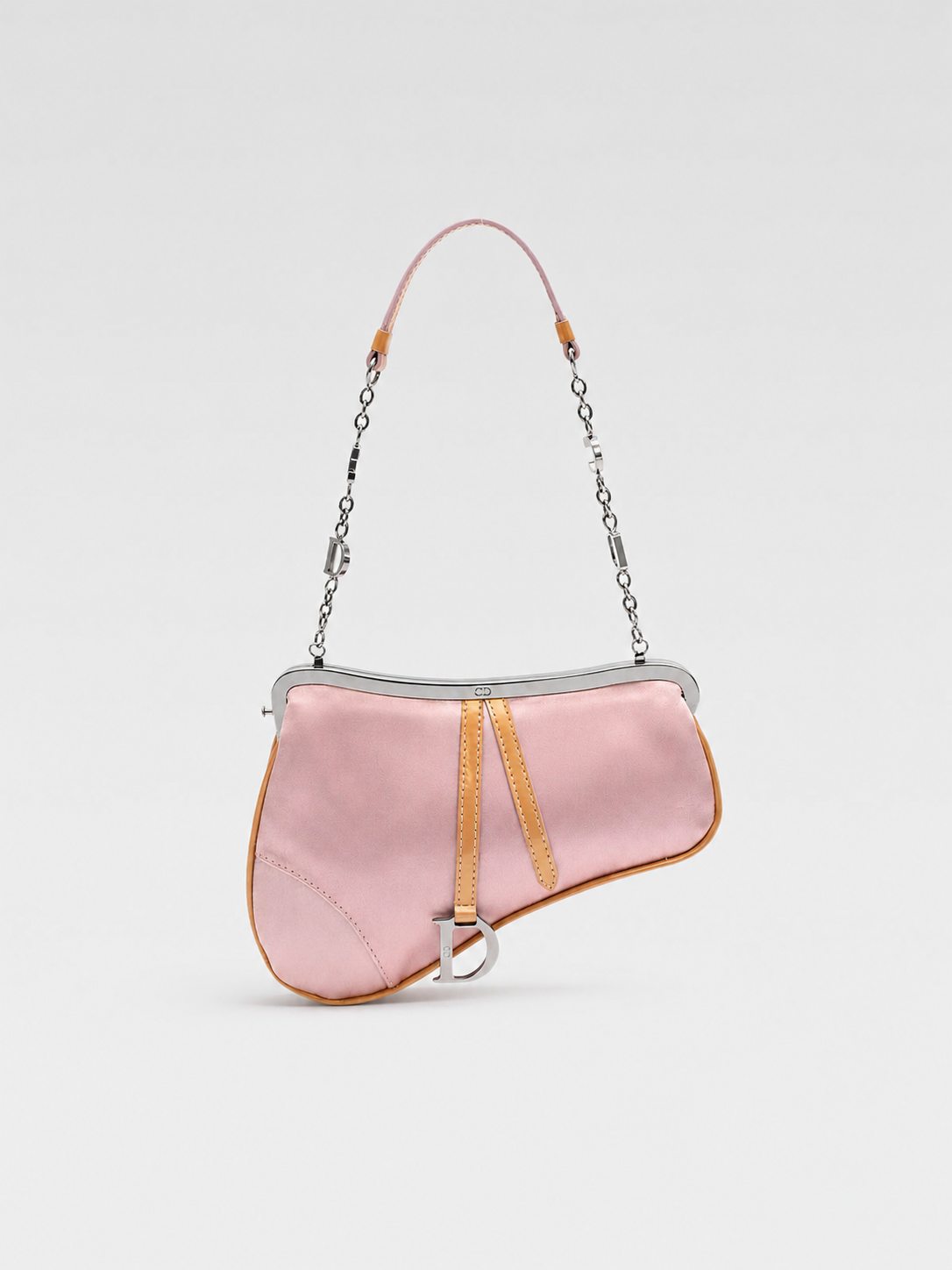 Christian Dior by John Galliano Pink Silk Saddle Evening Bag – Rare Archive Satin Chain Shoulder Bag