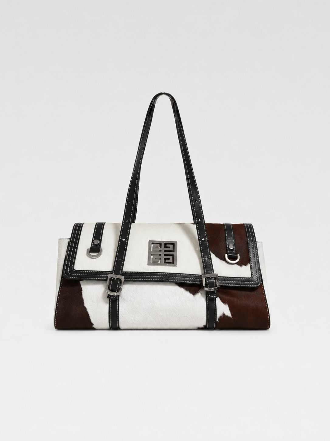 Givenchy Vintage Pony Hair Cow Print Shoulder Bag – Rare Archive Black & White Leather Flap Bag
