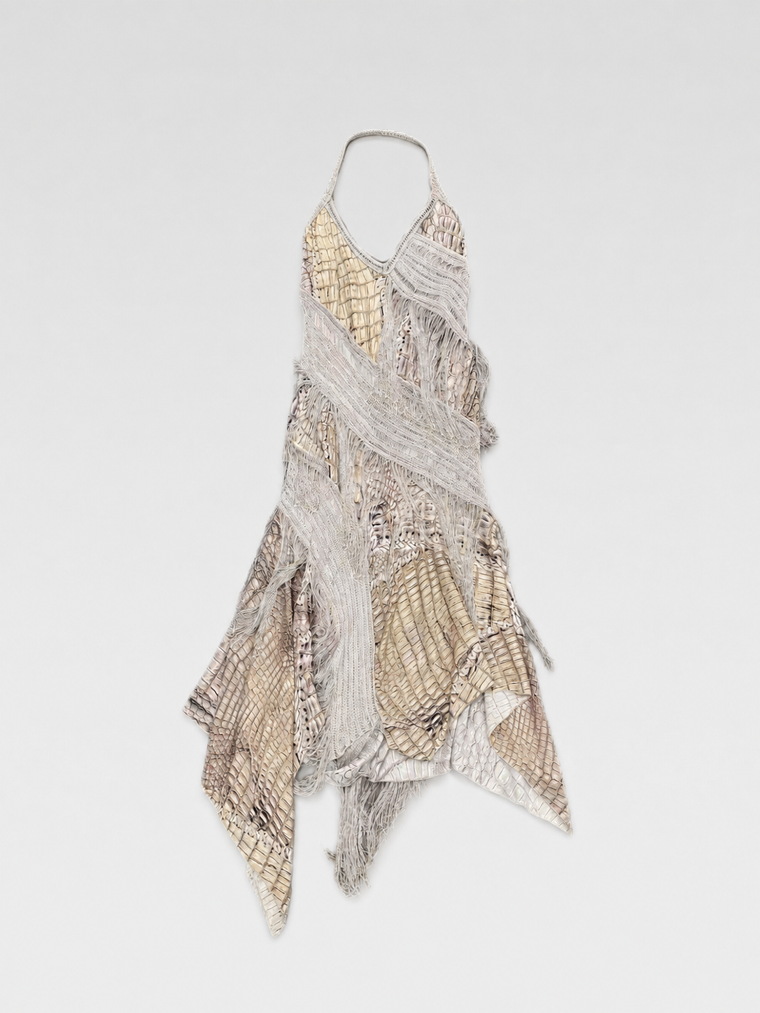 Roberto Cavalli 2011 Spring/Summer Runway Crocodile-Embossed Fringe Halter Dress