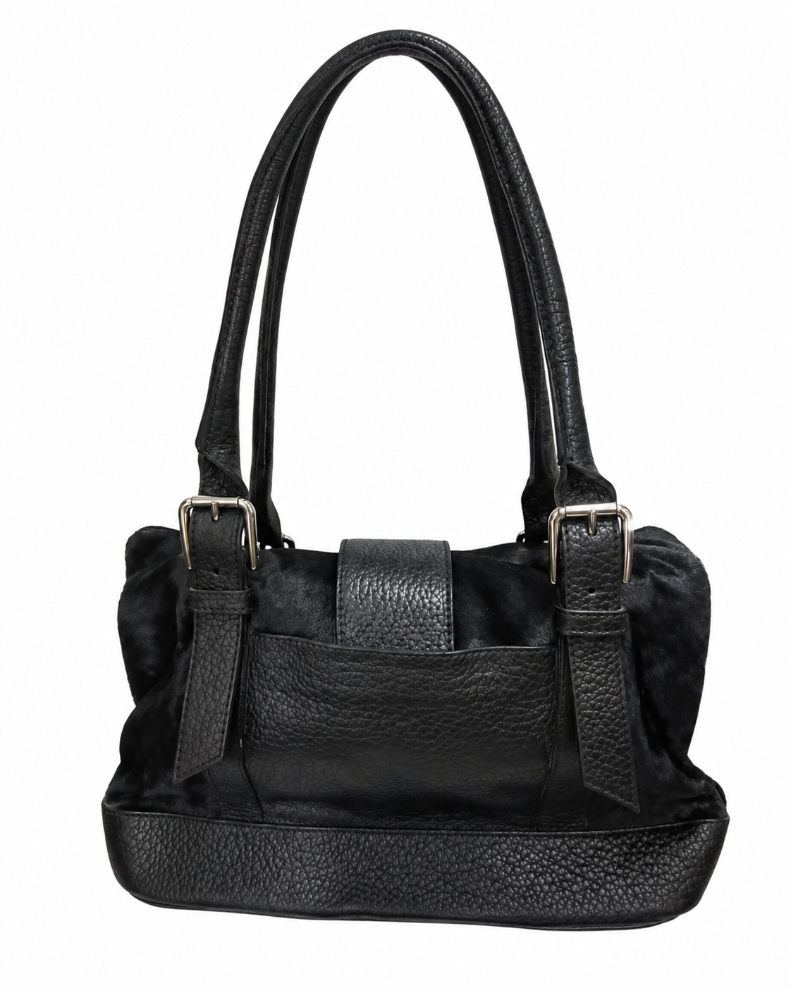Dolce & Gabbana Vintage Pony Hair & Leather Shoulder Tote Bag – Black
