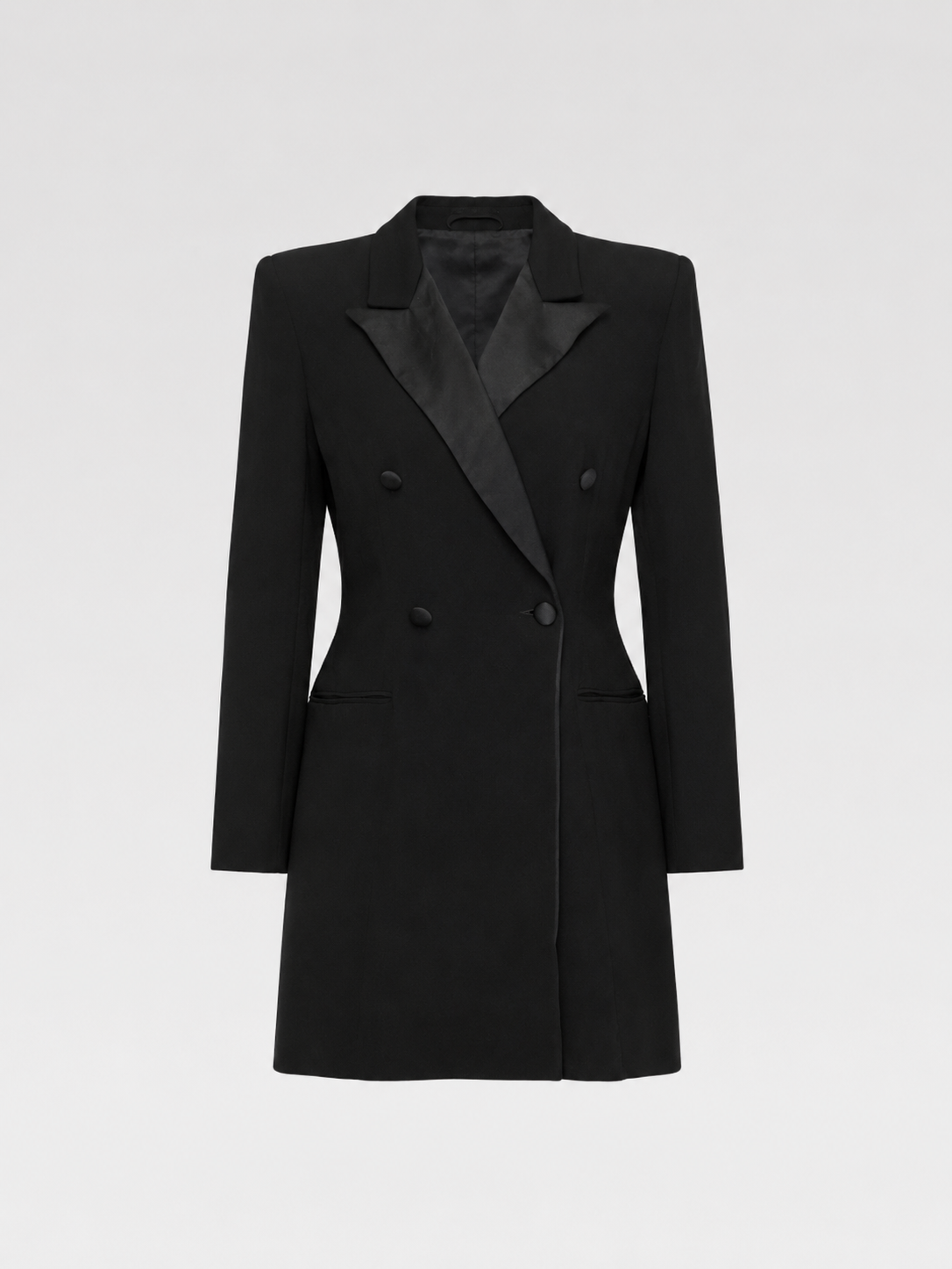 Giorgio Armani Double-Breasted Tailored Blazer Dress – Black Minimalist Power Suit Archive Piece
