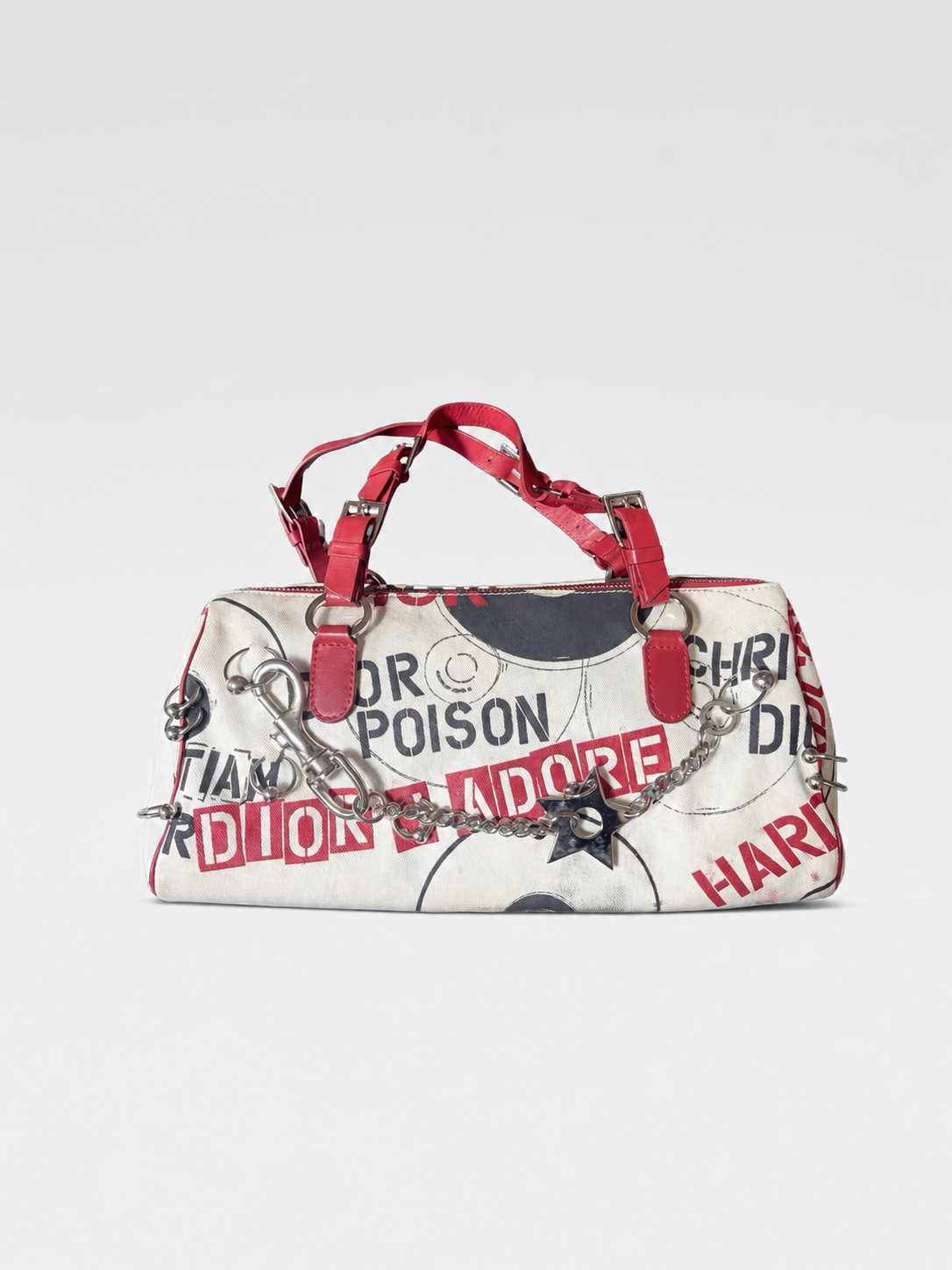 Christian Dior by John Galliano Omotesando Limited Edition Punk CD Print Chain Boston Bag 2003 Archive 1 of 500