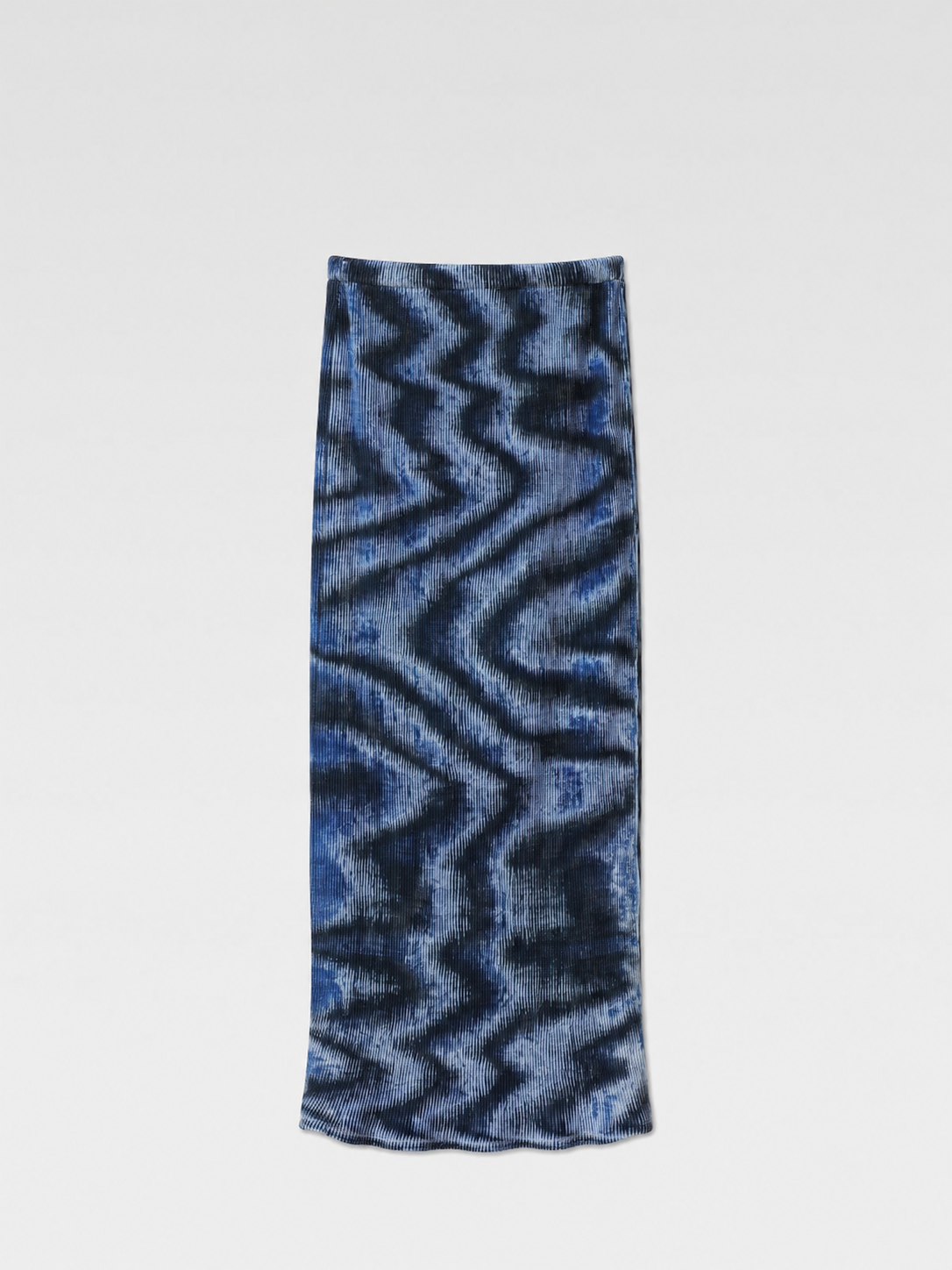 Issey Miyake Futuristic Blue Velvet Pleated Midi Skirt