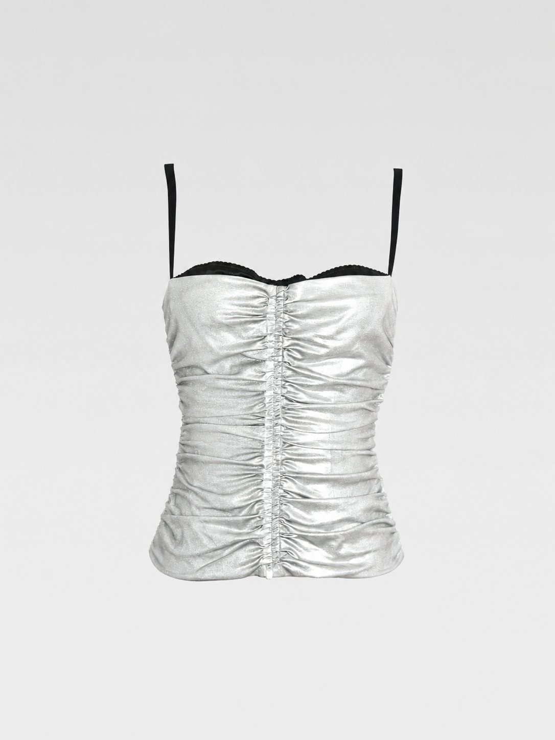 Dolce & Gabbana S/S 2003 Silver Ruched Lame Corset
