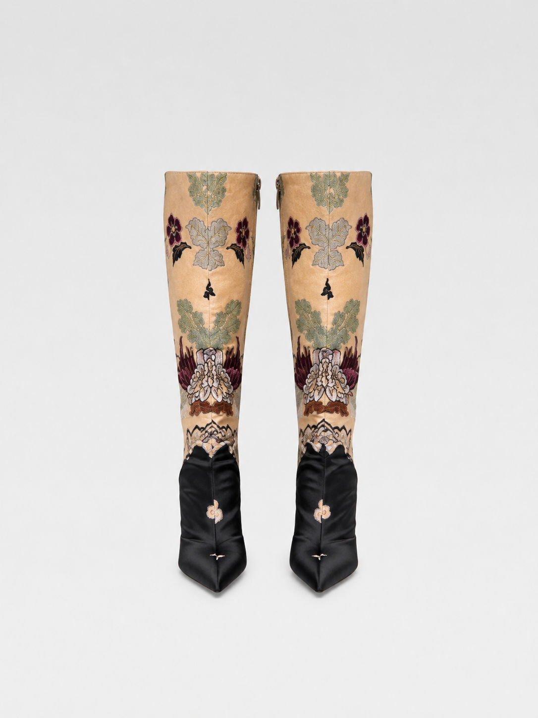 Roberto Cavalli 2001 Silk Embroidered Archive Heeled Boots