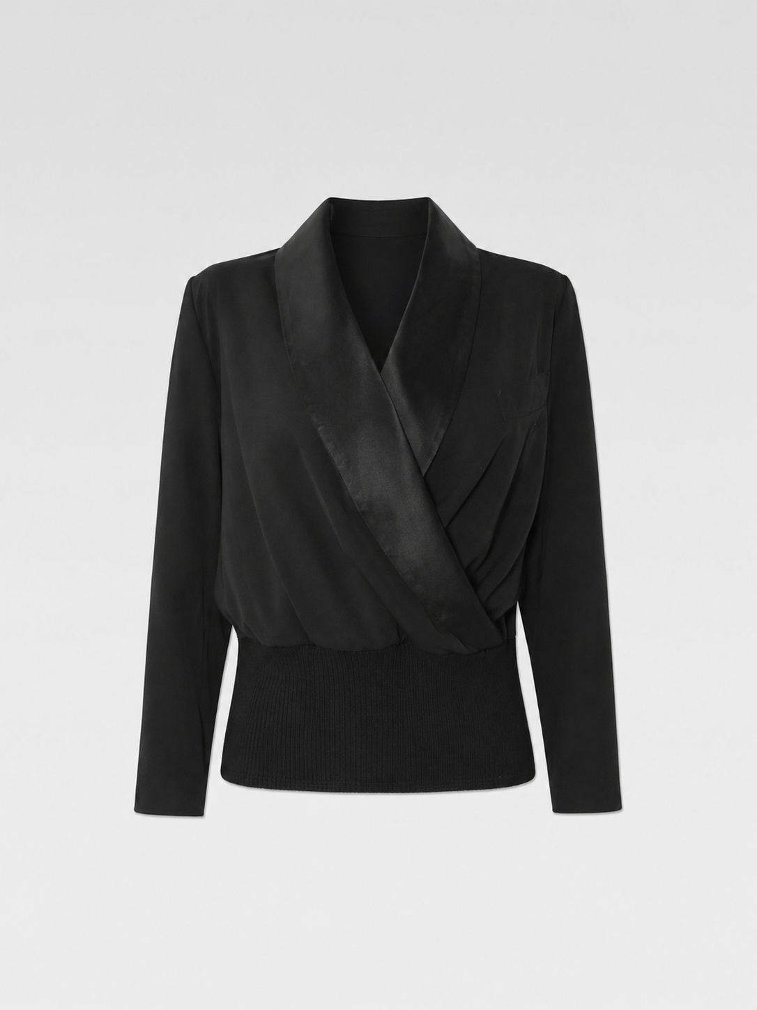 Jean Paul Gaultier Draped Silk Collar Knit-Hem Jacket