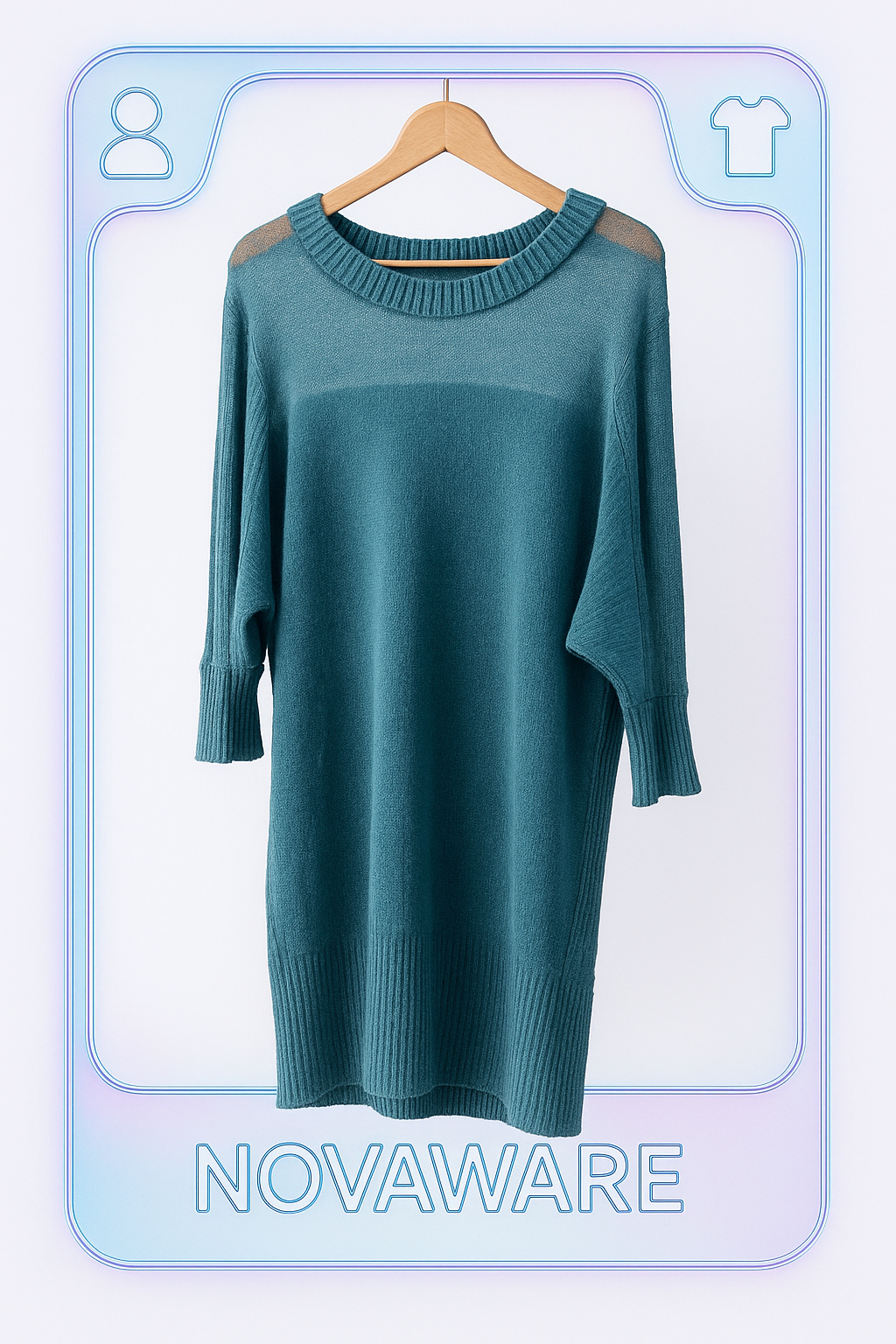 MM6 Draped Mist-Blue Knit Dress