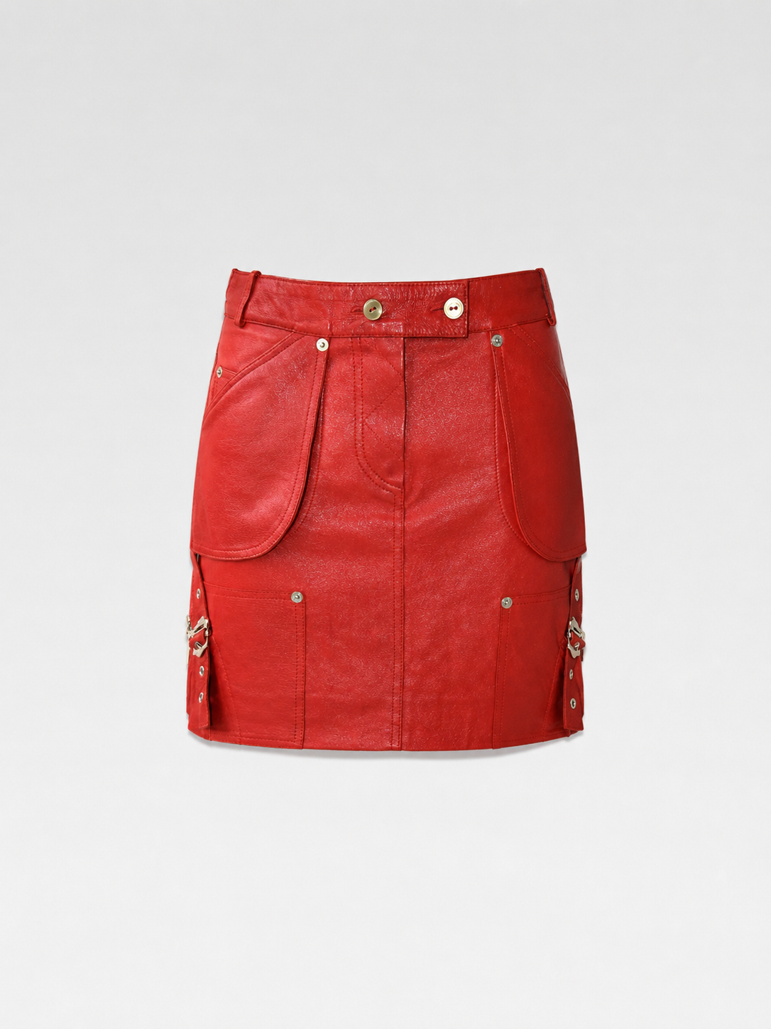 Christian Dior by John Galliano Red Hardcore Punk Leather Mini Skirt