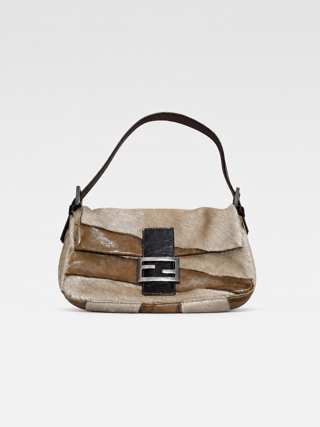 Fendi 1999 Vintage Pony Hair Baguette Shoulder Bag