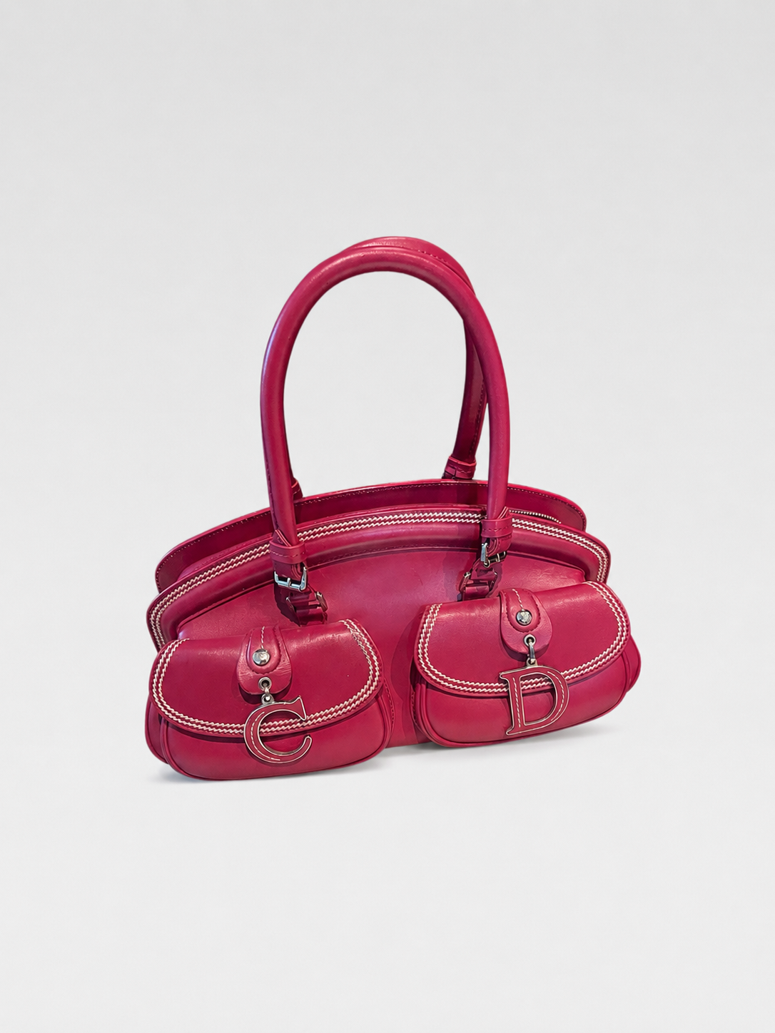 Christian Dior by John Galliano 2005 CD Pocket Detective Bag – Rare Red Leather Double Saddle Archive Piece