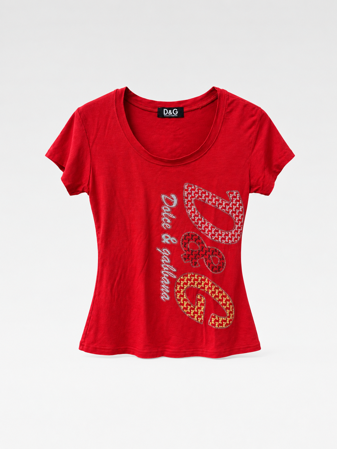 Dolce & Gabbana Y2K Red Graphic Print T-Shirt