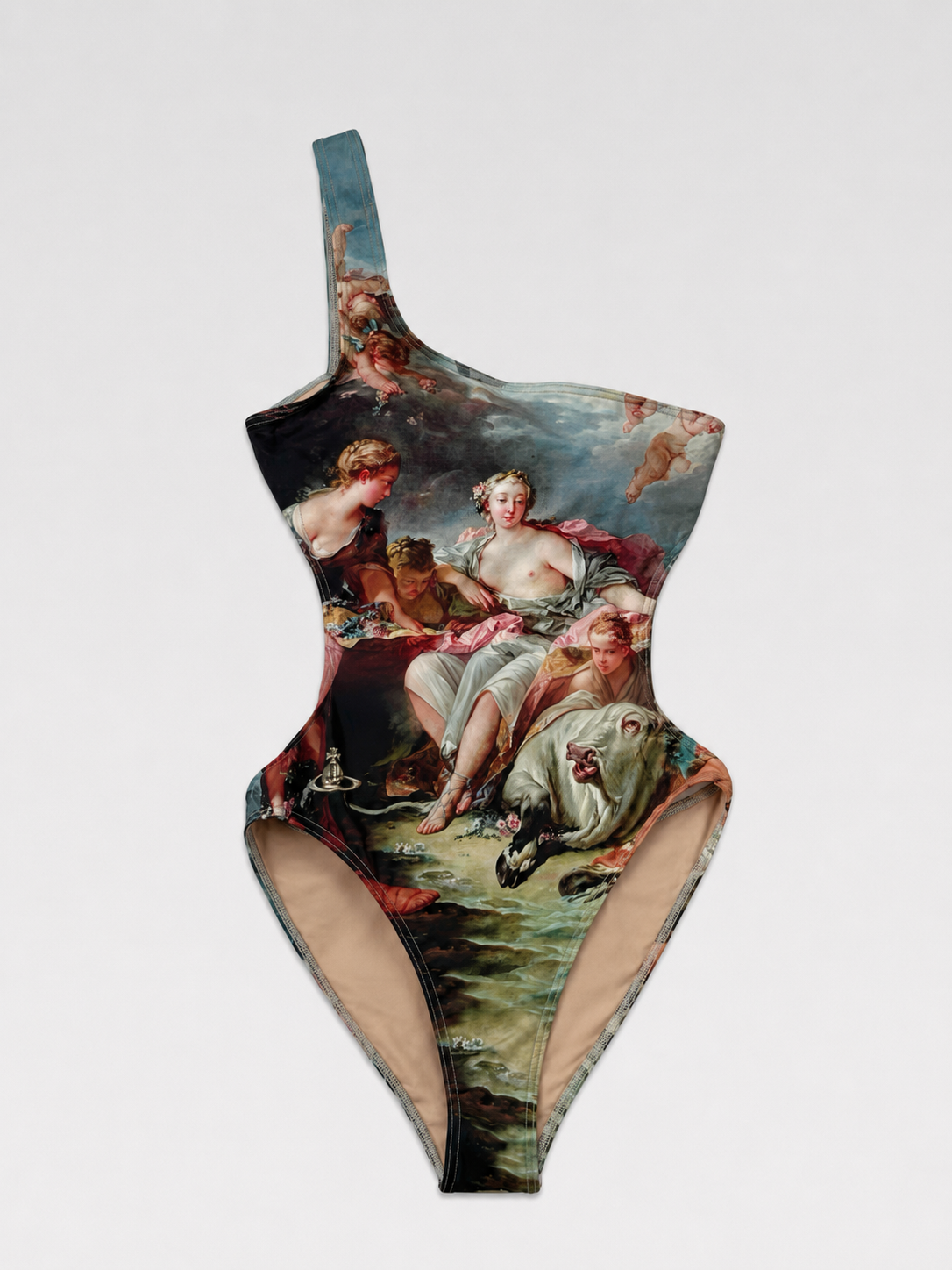 Vivienne Westwood Rare Baroque Oil Painting Print Open-Back One-Piece Swimsuit