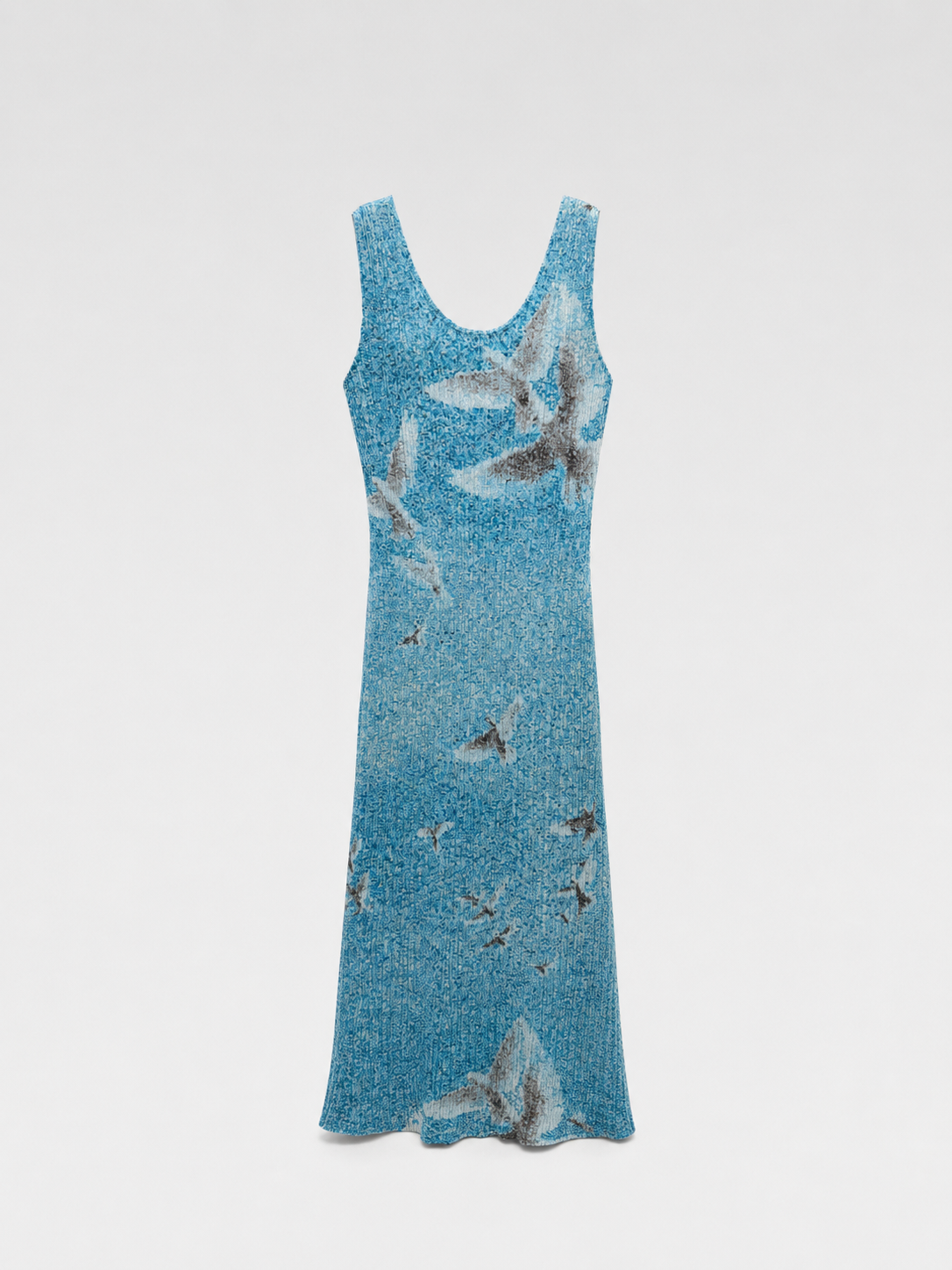 Issey Miyake Pleats Please Archive Dove Print Pleated Dress Sculptural Rare Vintage Piece