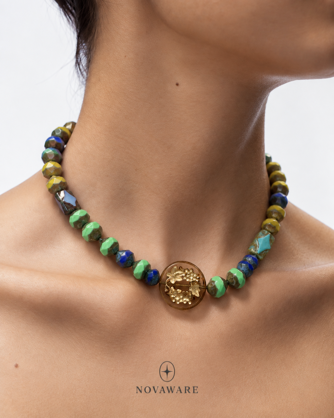 RUNE — Medieval Church-Inspired Czech Glass Beaded Necklace