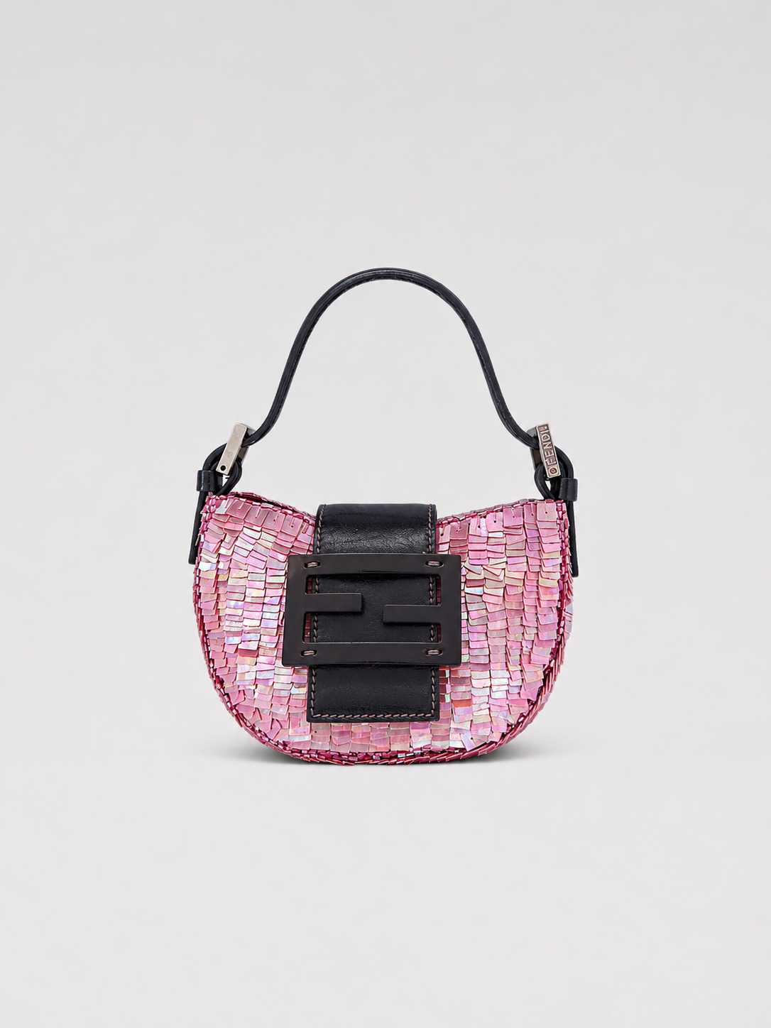 Fendi Pink Sequin Beaded Mini Croissant Bag – Y2K Rare Iridescent Baguette