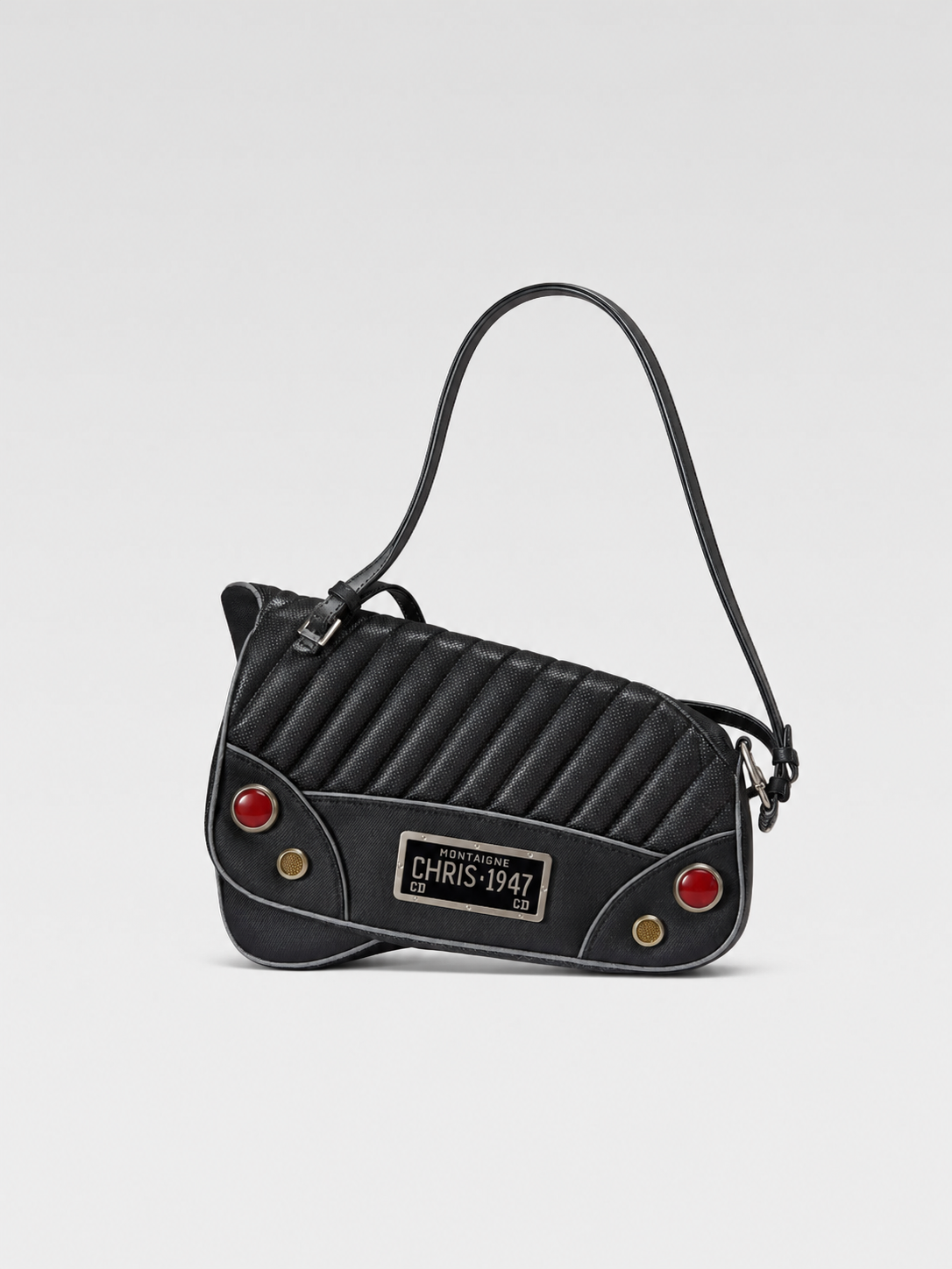 Christian Dior by John Galliano 2001 Runway Cadillac “Chris 1947” Saddle Bag Black Tech Quilted Rare Archive Piece
