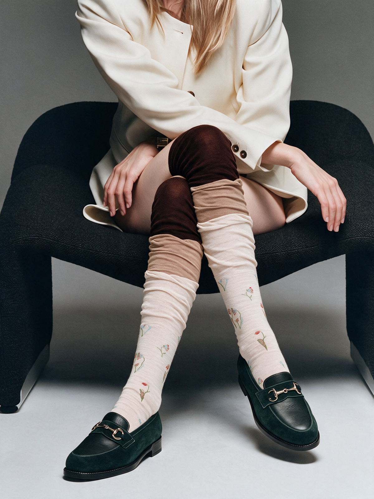 Renaissance Vintage-Style Over-the-Knee Socks 4-Pair Set – Knit Pattern Autumn Winter Socks | 4-Piece