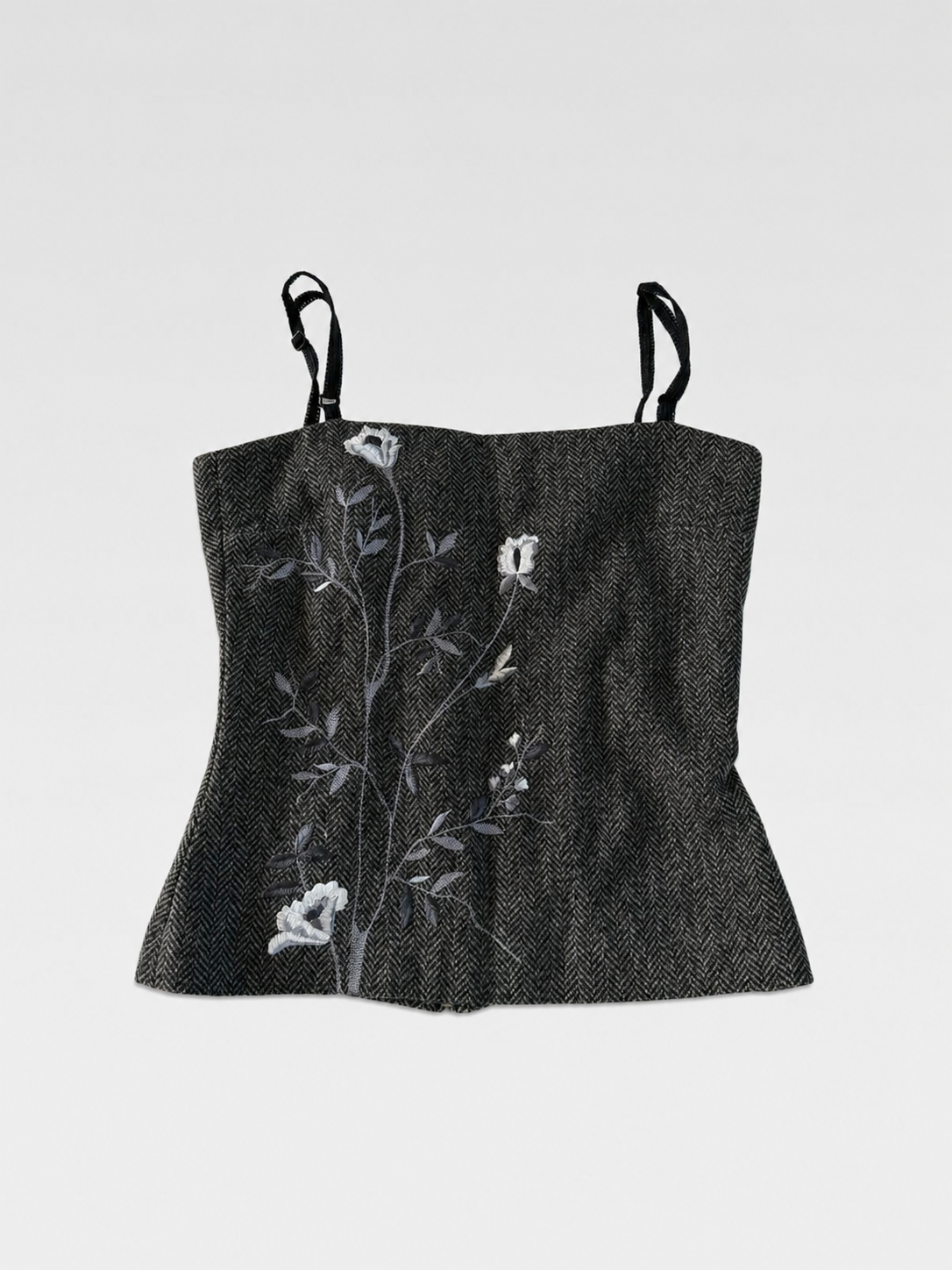 Dolce & Gabbana Embroidered Wool Herringbone Corset Cami Top – Rare Archive IT40
