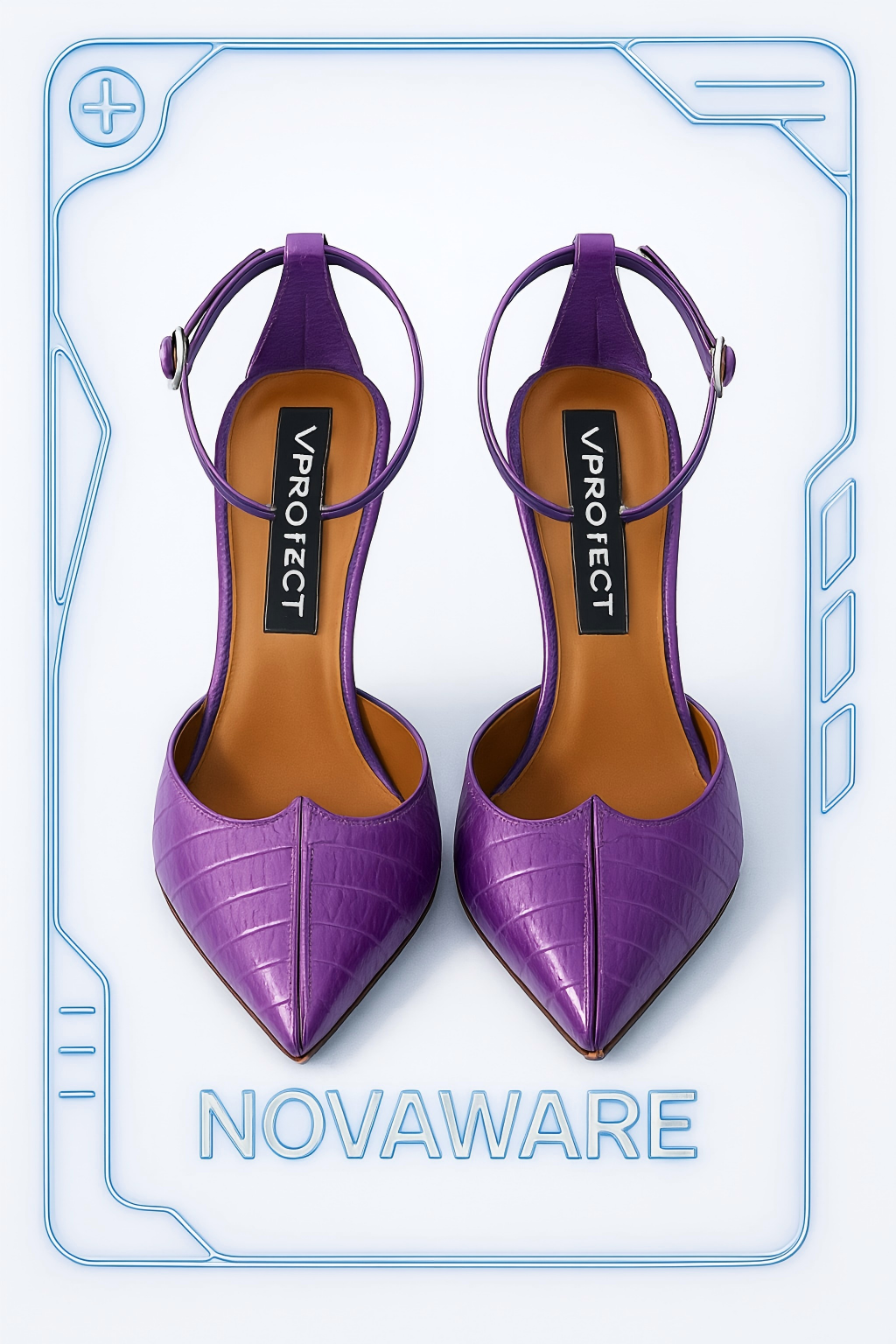 Y/Project Croc-Embossed Sculpted Split-Toe Pumps (Lavender Violet with Ankle Strap – Made in Italy)