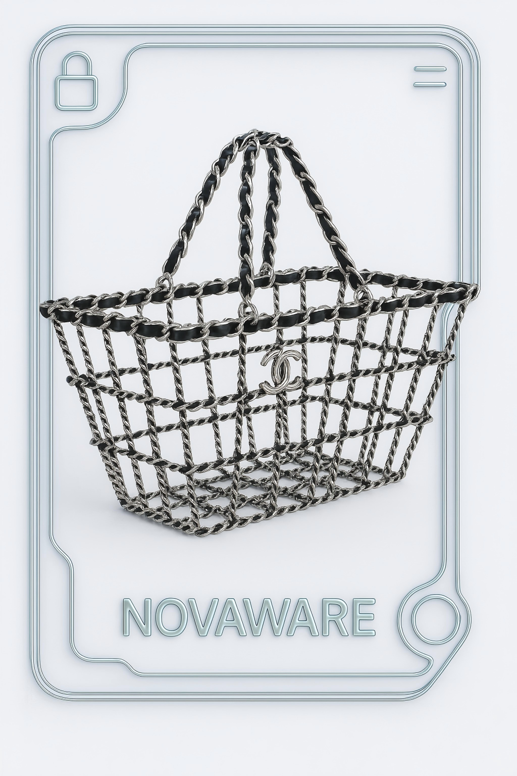 CHANEL Chain-Link Cage Basket Bag with Interlaced Leather & CC Charm (Runway Collector’s Piece)