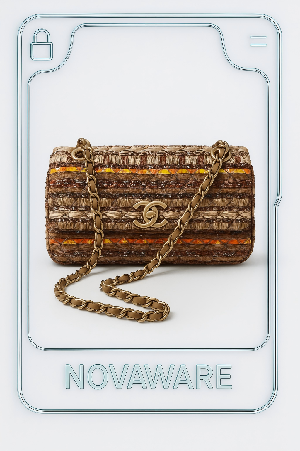 CHANEL Beige Multicolor Fantasy Tweed Mini Flap Bag with Gold CC Turnlock & Leather-Woven Chain Strap (17C Collection)