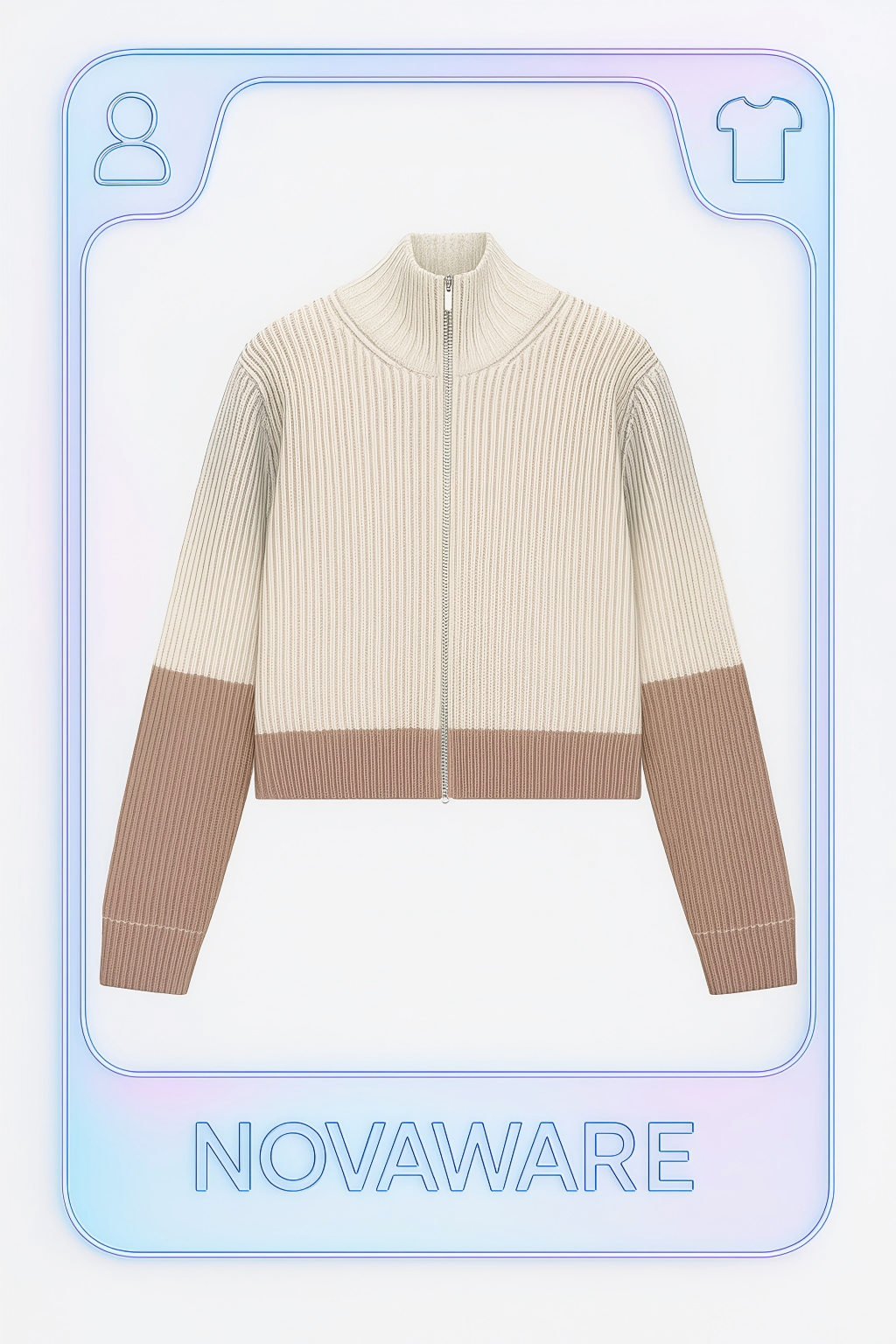 Maison Margiela Contrast-Panel Wool Ribbed Zip Cardigan – Fall/Winter Collection