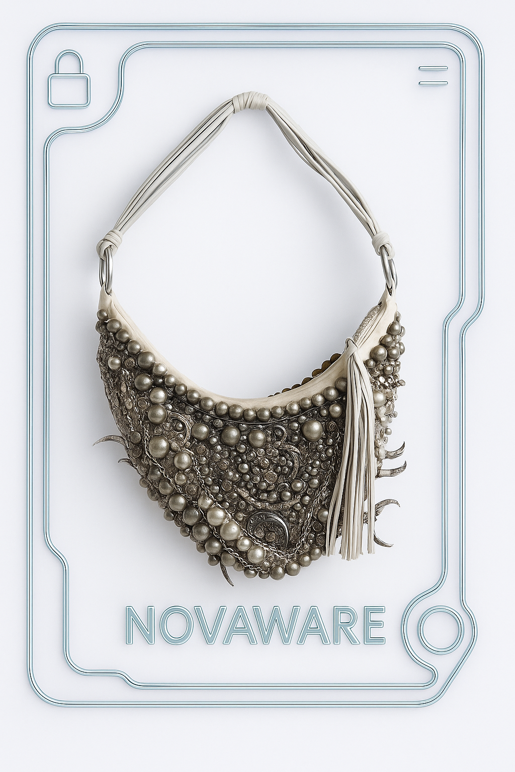 Cesare Paciotti Rare Heavy Metal Beaded Shoulder Bag