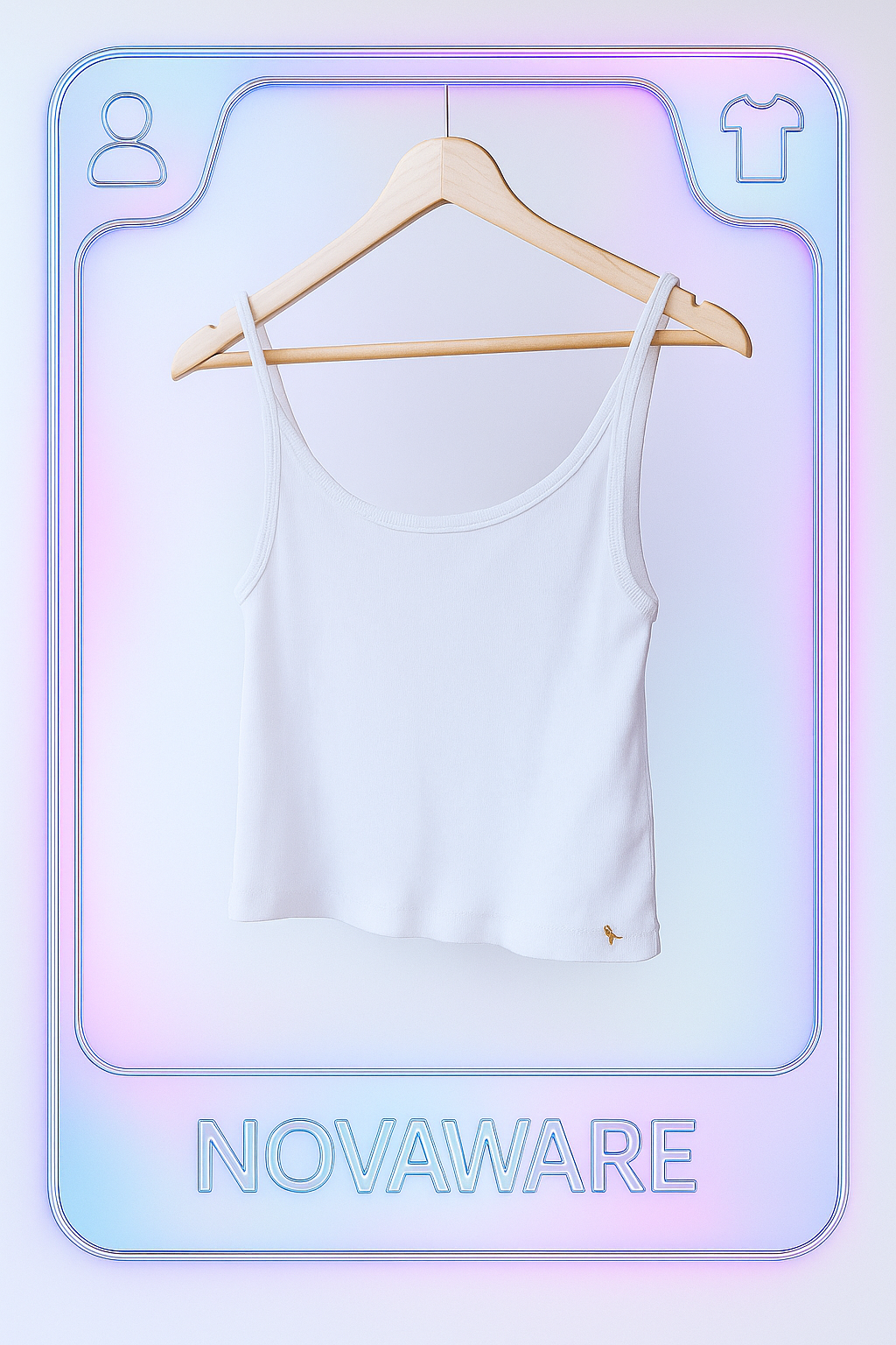 CELINE Ribbed White Logo Tank Top with Triomphe Detail