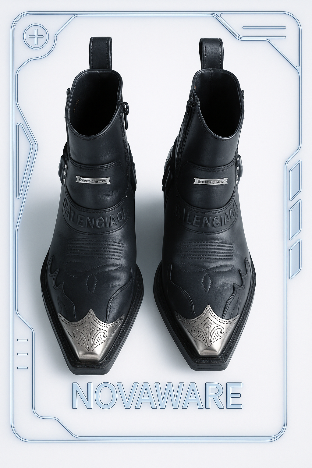 Balenciaga Metal-Toe Western Leather Boots