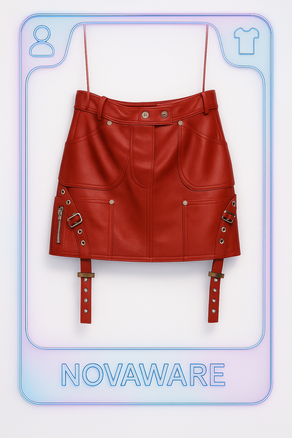 Christian Dior by John Galliano Red Hardcore Punk Leather Mini Skirt