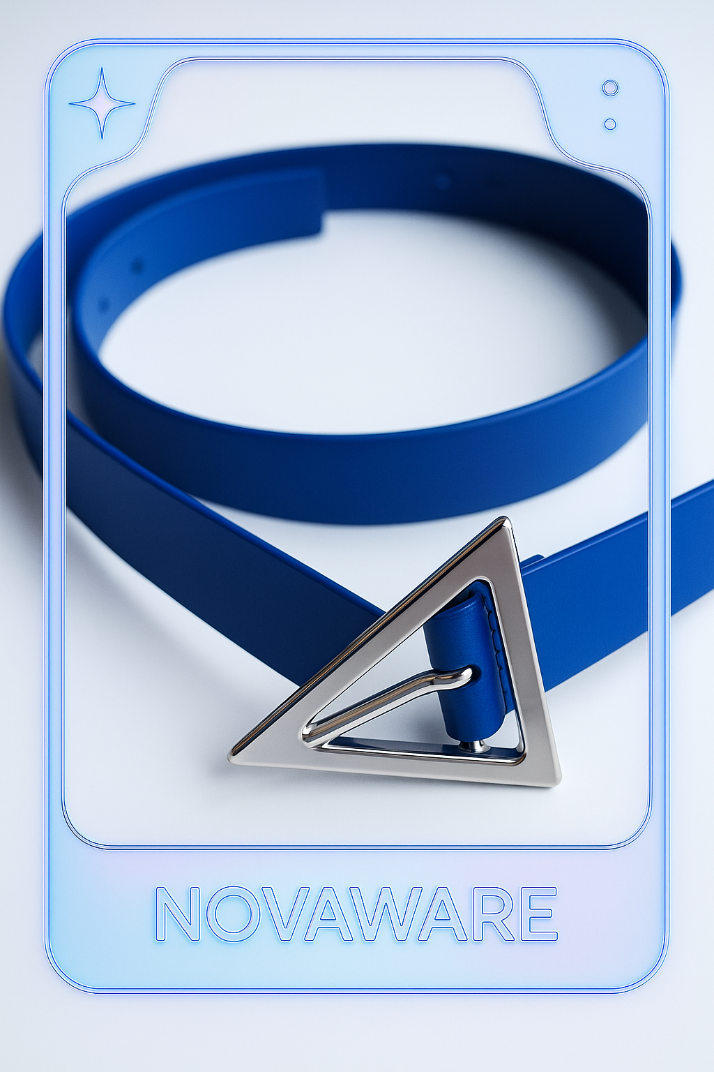 Bottega Veneta Blue Triangle Buckle Leather Belt