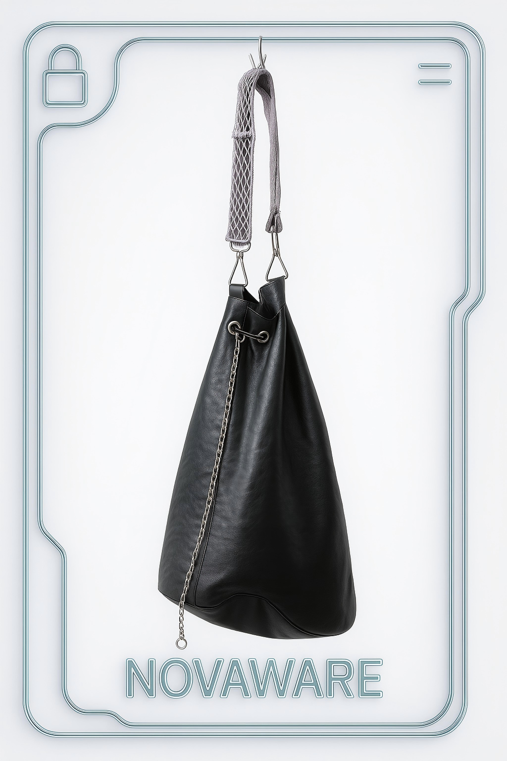 Jean Paul Gaultier Vintage Leather Chain Bucket Bag with Purple Mesh Strap