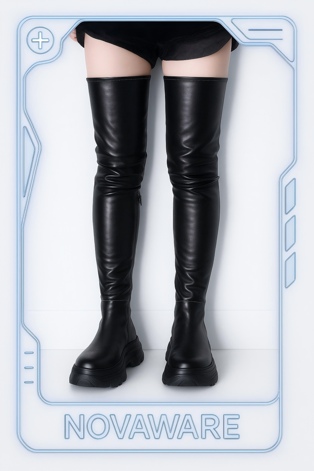032c × Buffalo Leather Thigh-High Platform Boots