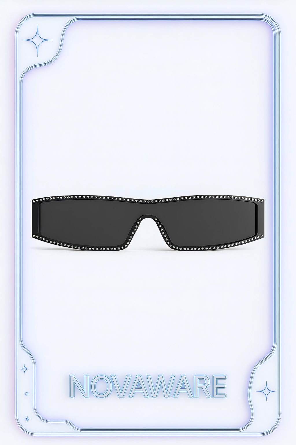 Alexander McQueen Holographic Crystal-Studded Visor Sunglasses