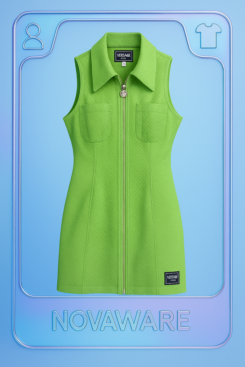 Versace Jeans Couture Green Checkered Zip-Up Sleeveless Mini Dress – Y2K Vintage Italy