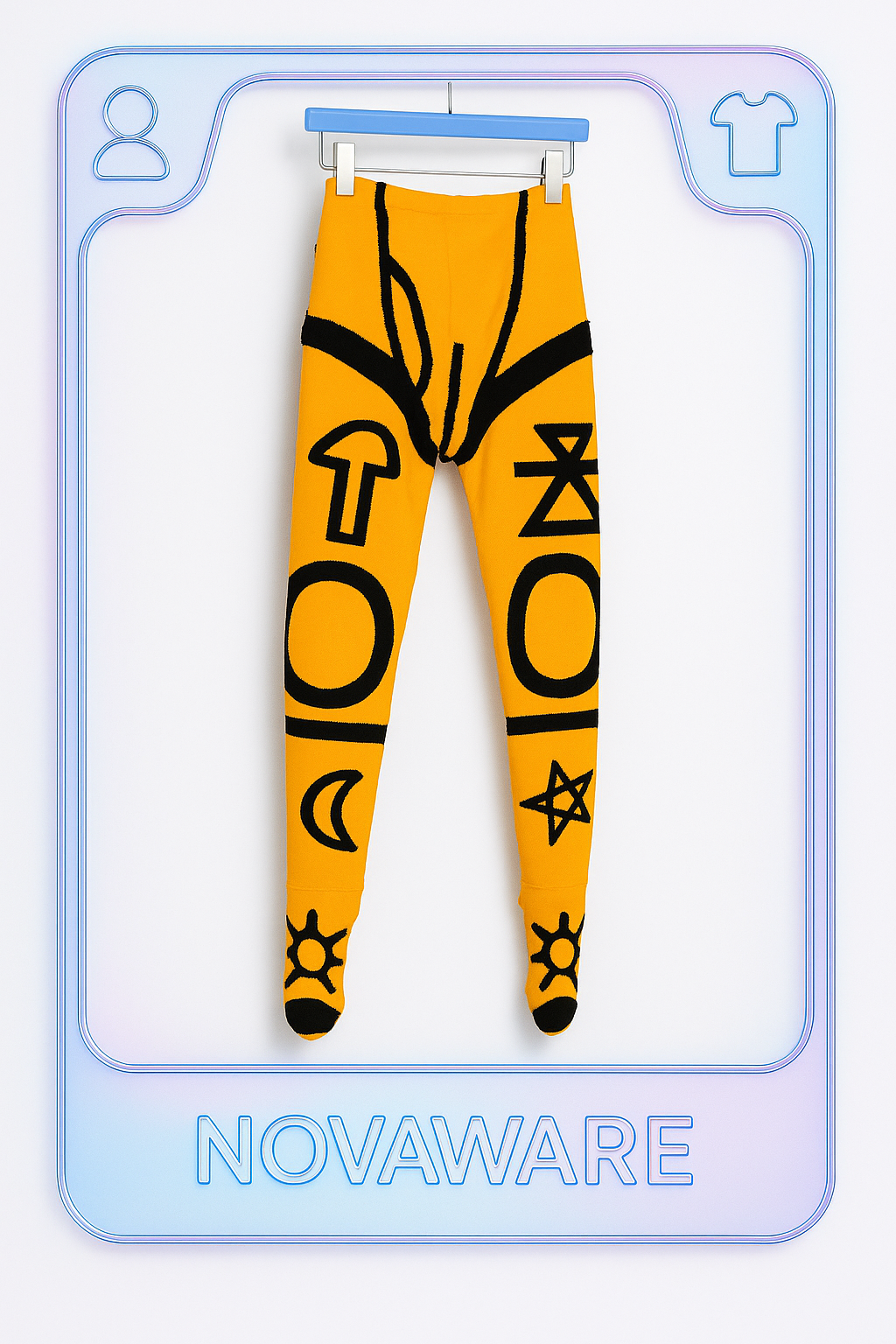 Charles Jeffrey Loverboy Yellow Symbolic Knit Bodystocking Leggings